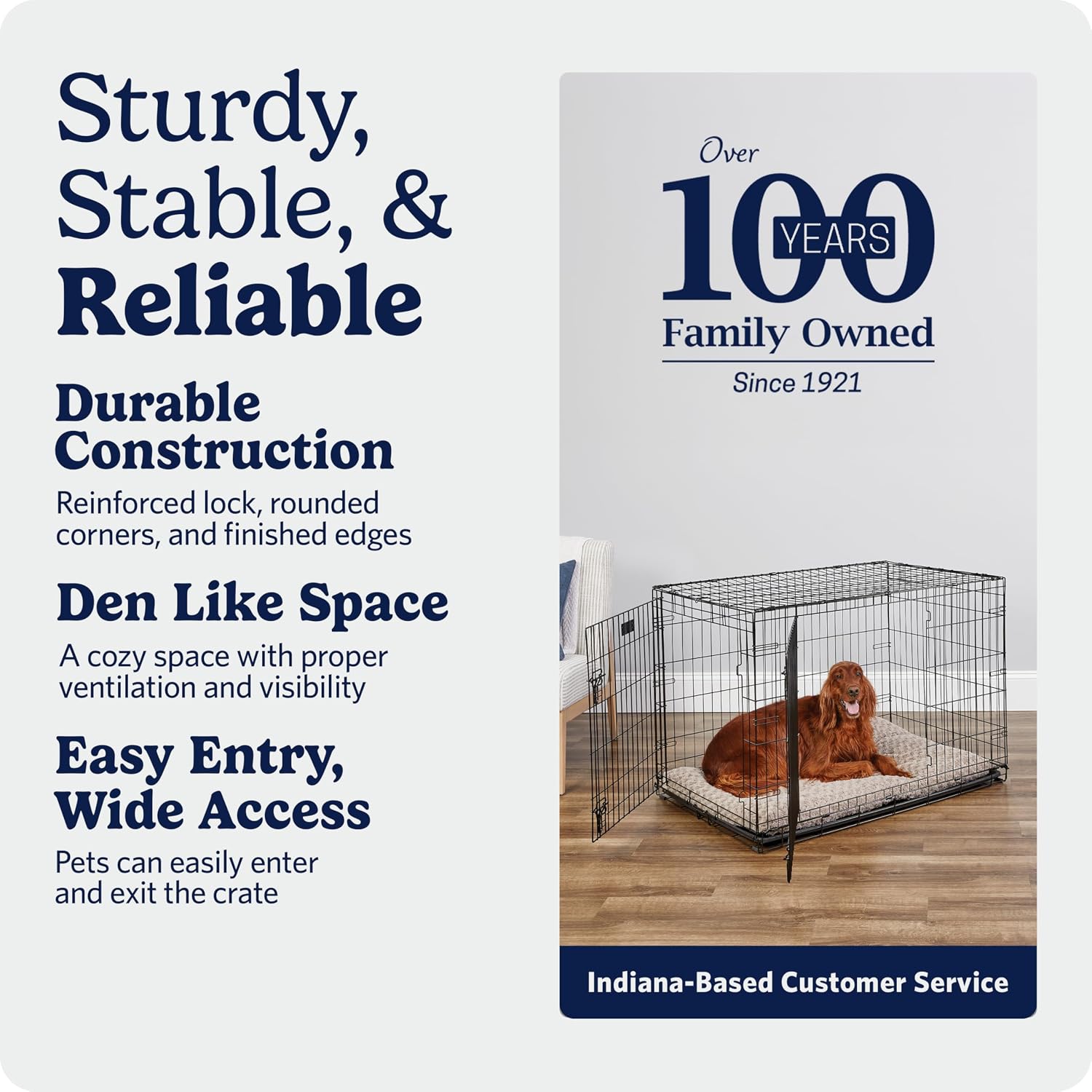 MidWest Homes for Pets 48-Inch iCrate for Extra-Large Breeds, 90-110 lbs, Single Door Folding Dog Crate with Divider Panel, Leak-Proof Tray & Secure Latches, Portable, Durable & Easy to Assemble