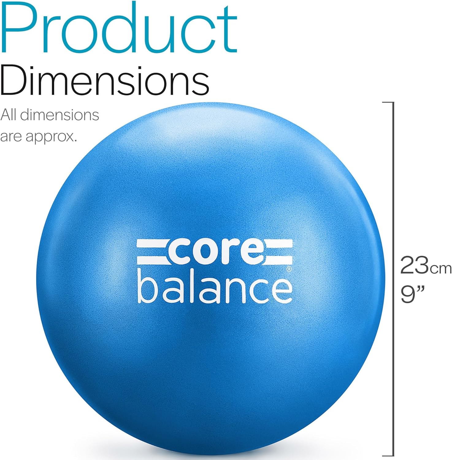 Core Balance 9 Inch Anti Burst Pilates Ball - Mini Exercise Ball for Yoga, Barre, Stretching and Core Stability Workout