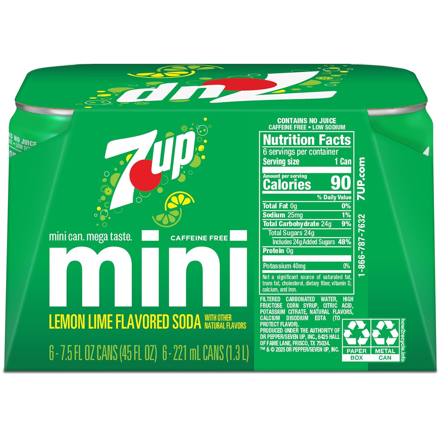 7UP Lemon Lime Soda, Naturally Flavored and Caffeine Free, 2 Liter Bottle