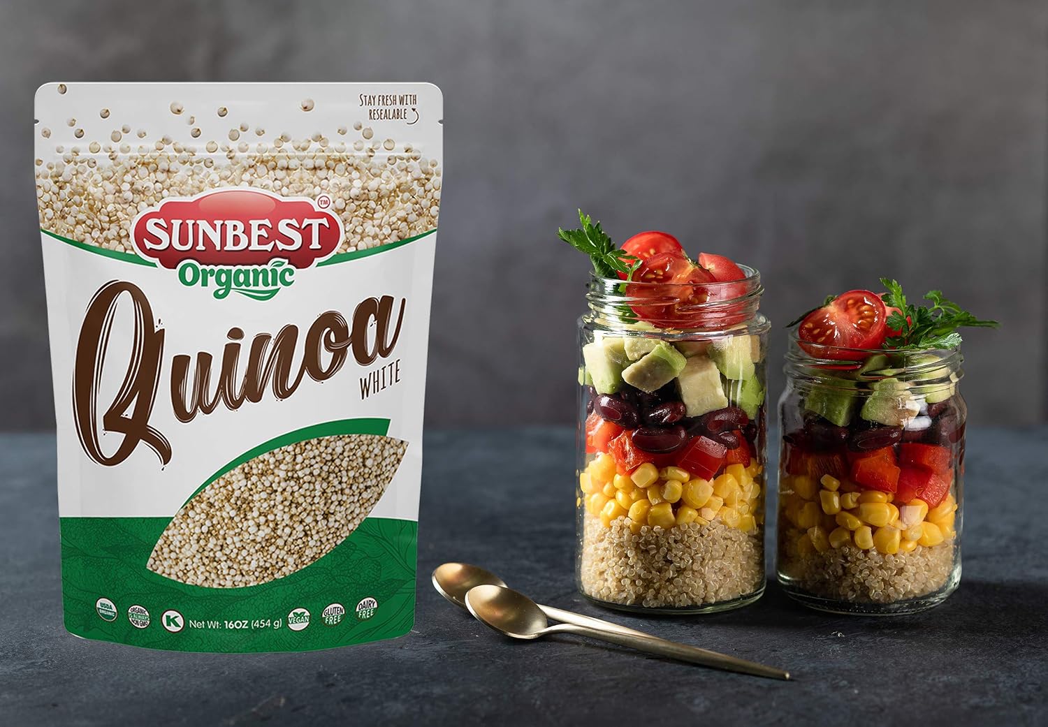 Sunbest Natural Organic Brown Sesame Seeds 32 oz.(2 lb) - USDA Organic, Non-GMO, Vegan, Gluten-free, Kosher - Fresh & Nutrient-Rich Snack, Topping, Baking - 2-Pack 16 oz