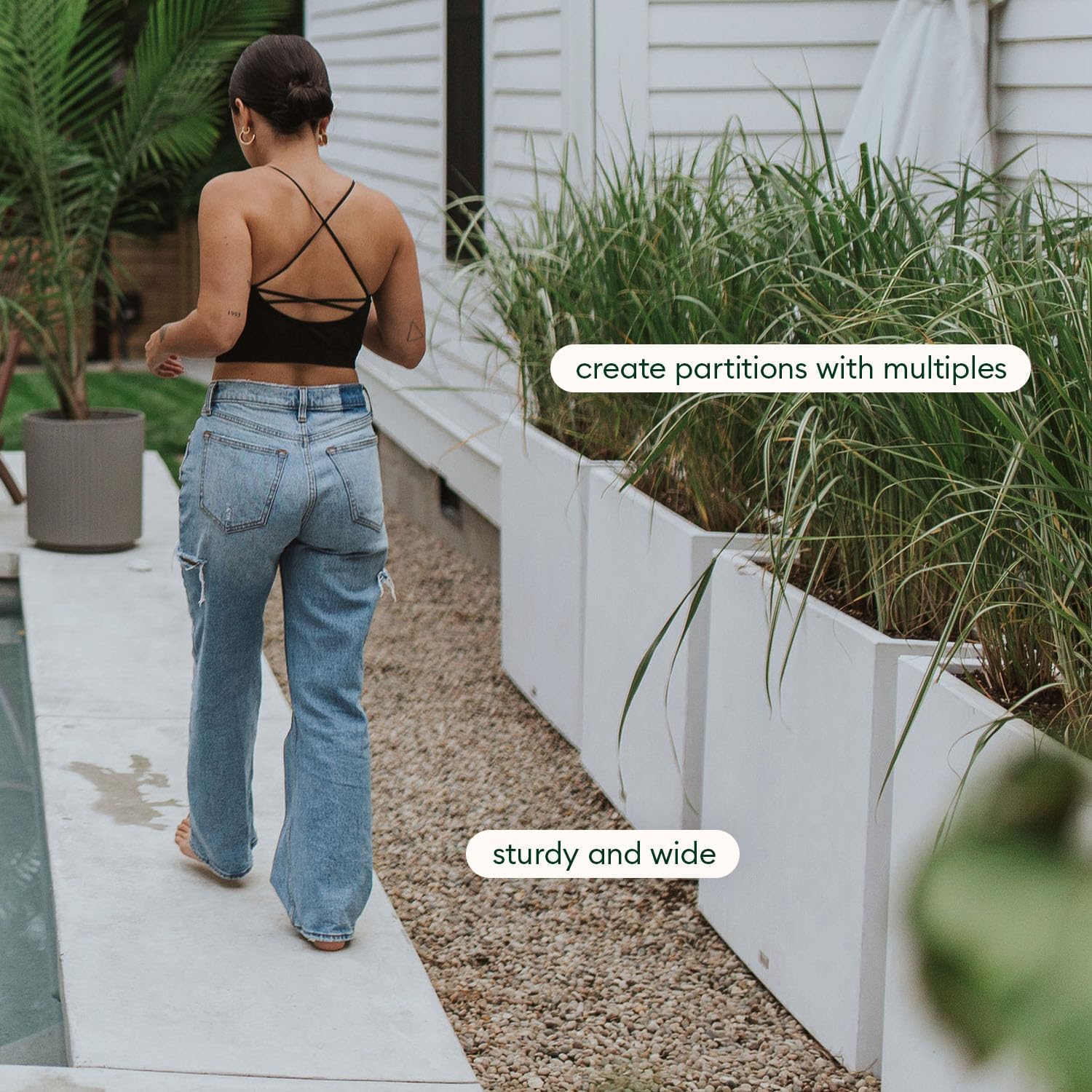Veradek Span Plastic Box Series Planter - Tall Rectangular, White, All-Weather Resistant, Removable Insert Bucket, Modern Design, Indoor/Outdoor Use | Made From Durable Plastic Featuring a Removable Insert Bucket. Modern Porch/Patio Décor for Plants and…