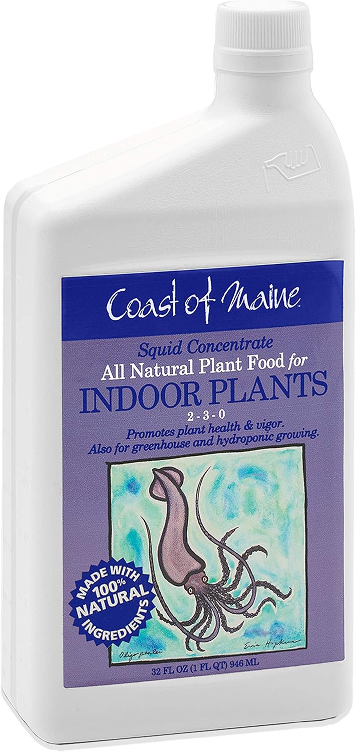 Coast of Maine - Squid Concentrate, All Natural Plant Food for Indoor, Greenhouse and hydroponic Growing, 2-3-0 NPK (1 FL QT