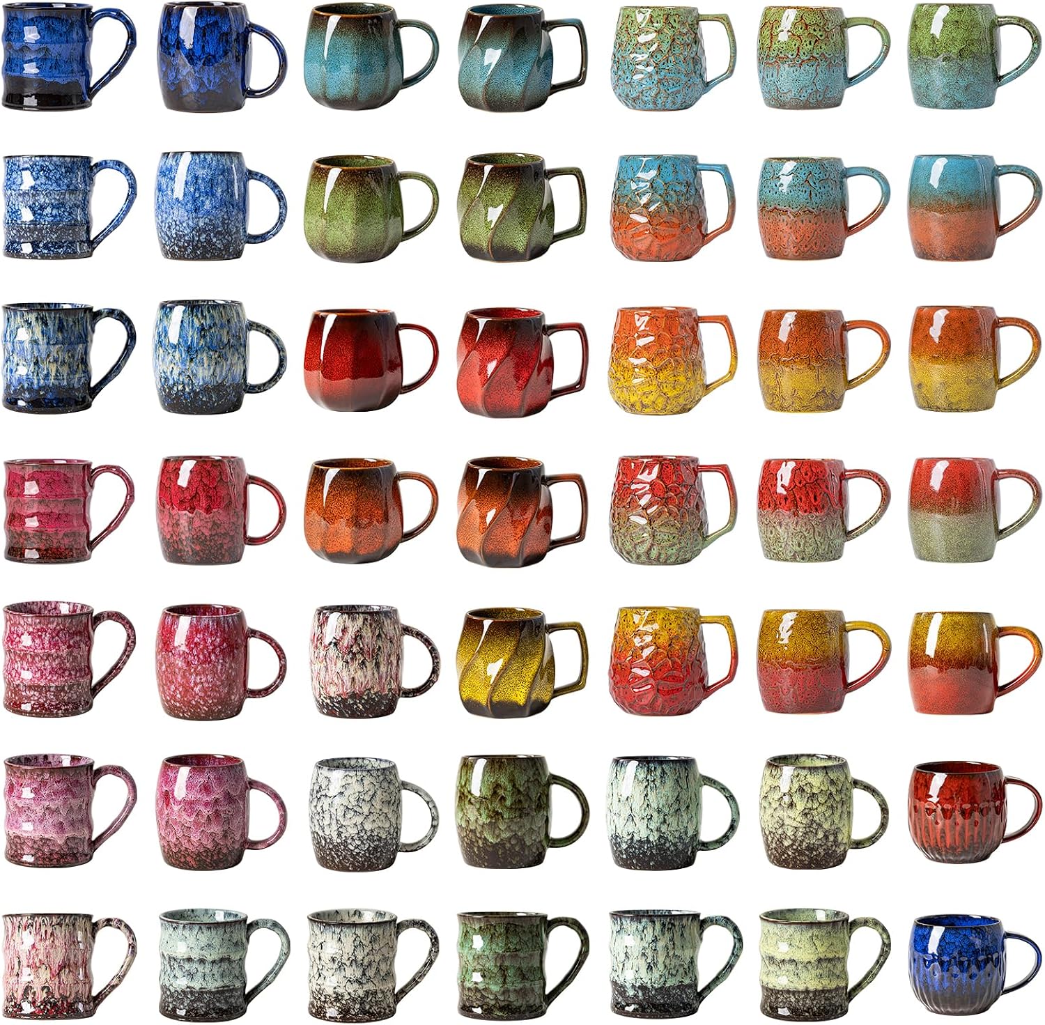 18oz Unique Kiln-Change Ceramic Coffee Mug, Handcrafted Hammered Texture Ceramic Mug with Ergonomic Handle, Microwave & Dishwasher Safe