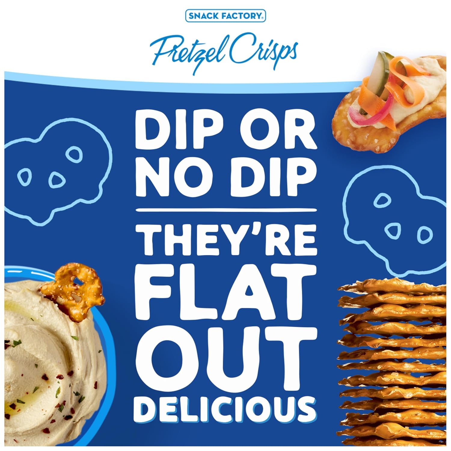 Snack Factory Original Pretzel Crisps, Non-GMO, 14 oz Party Size Bag