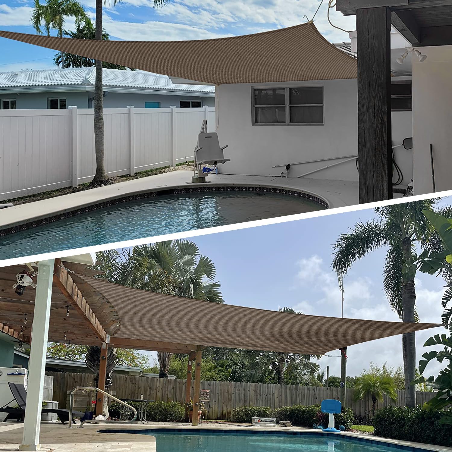 TANG 20' x 20' Sun Shade Sail with Super A Ring