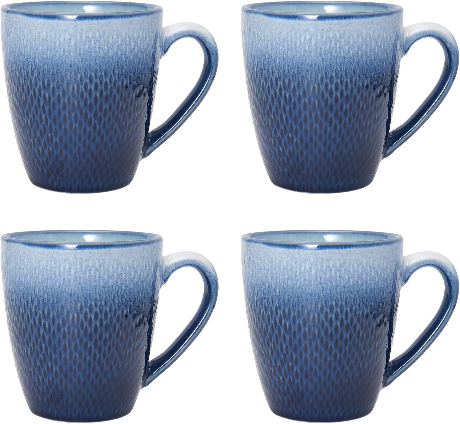 Pfaltzgraff Eclipse Blue 16-Piece Stoneware Dinnerware Set, Service for 4 with Dinner Plates, Salad Plates, Bowls and Mugs