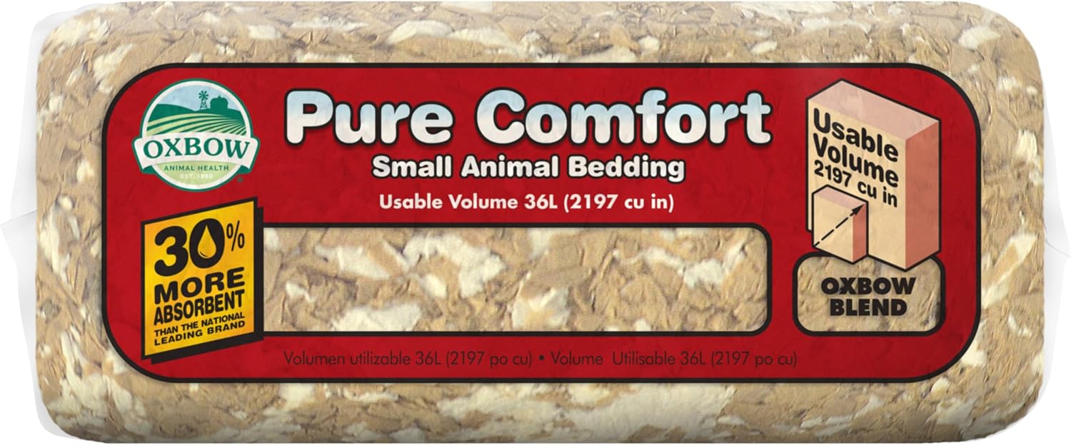 Oxbow Small Animal Bedding, Hamster, Guinea Pig, Rabbit, White, USA, 36 L | Pure Comfort, Hamster Bedding, Guinea Pig Bedding, Low Dust, Virgin Paper, Litter Box, Bunny, Rats, Gerbils, Chinchillas