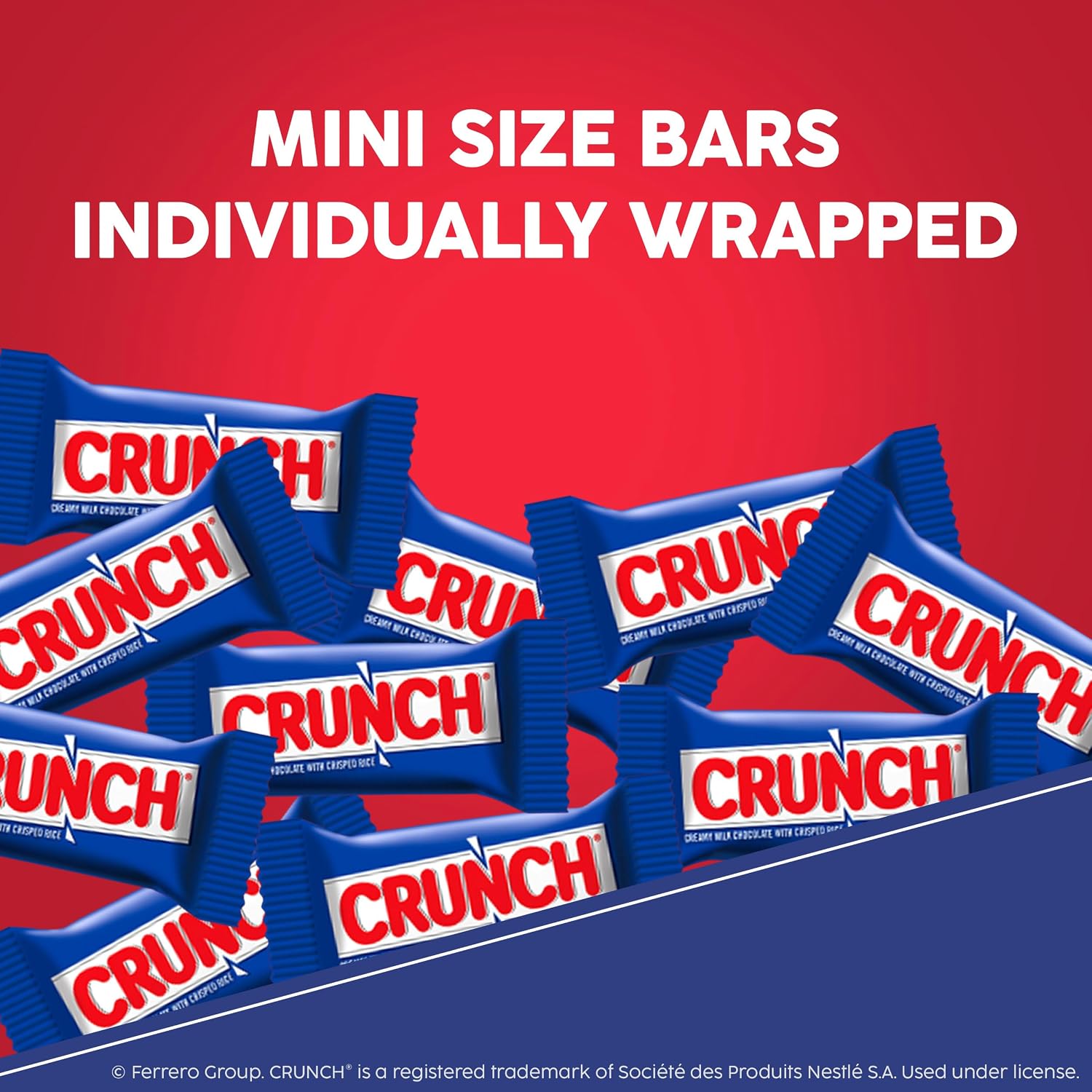 CRUNCH Full-Size Candy Bar, Creamy Milk Chocolate with Crunchy Crisped Rice, 36 Individually Wrapped Bars, 1.55 oz Each