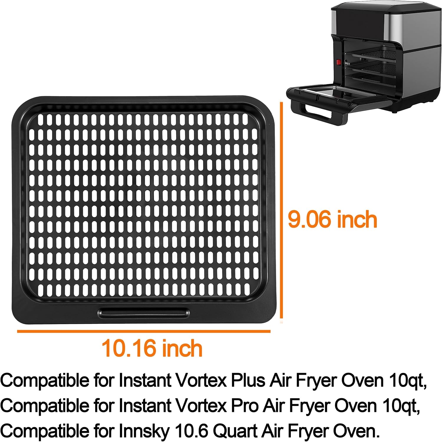 Cooking Tray for Instant Vortex Plus 10 Quart Air Fryer, 3 Pcs Replacement Parts for Innsky 10.6 Qt Oven, Nonstic Cooking Rack