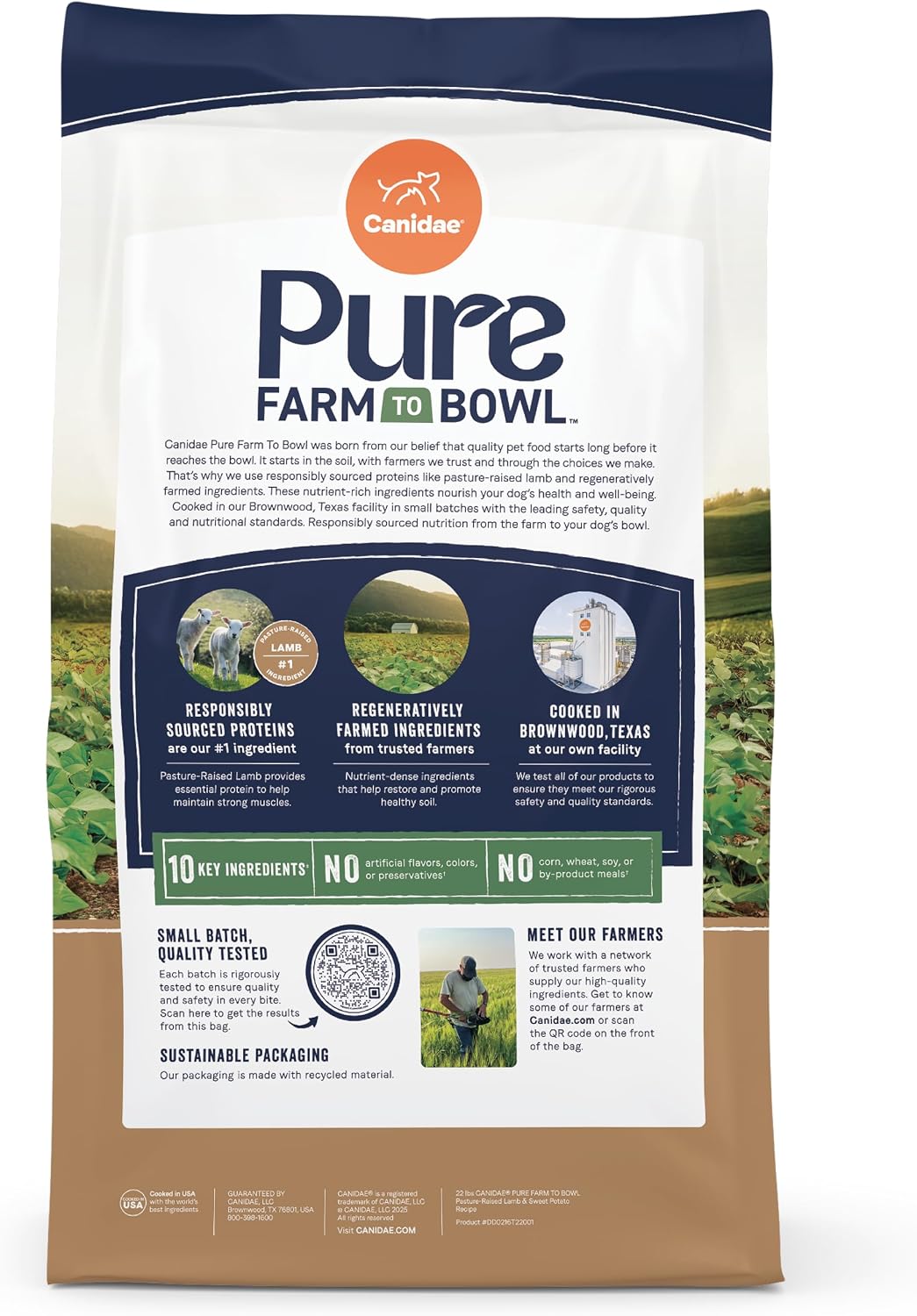 Canidae Pure Farm to Bowl Dry Dog Food - Balanced Nutrition for Adult Dogs - Limited Ingredient Formula - Grain, Wheat & Soy-Free - 22 lb - Wild-Caught Salmon & Sweet Potato Recipe