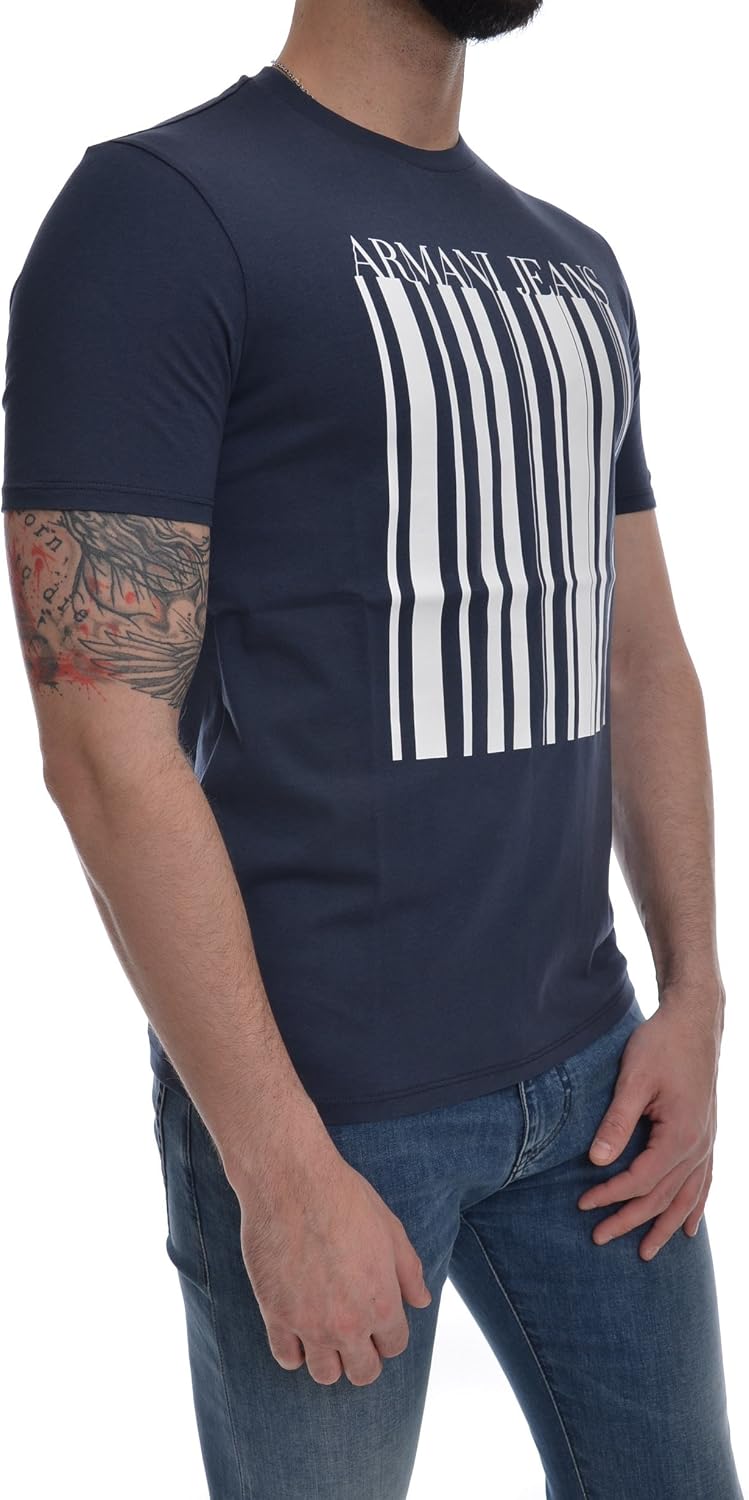 Emporio Armani Mens Regular Fit Jersey Barcode T-Shirt