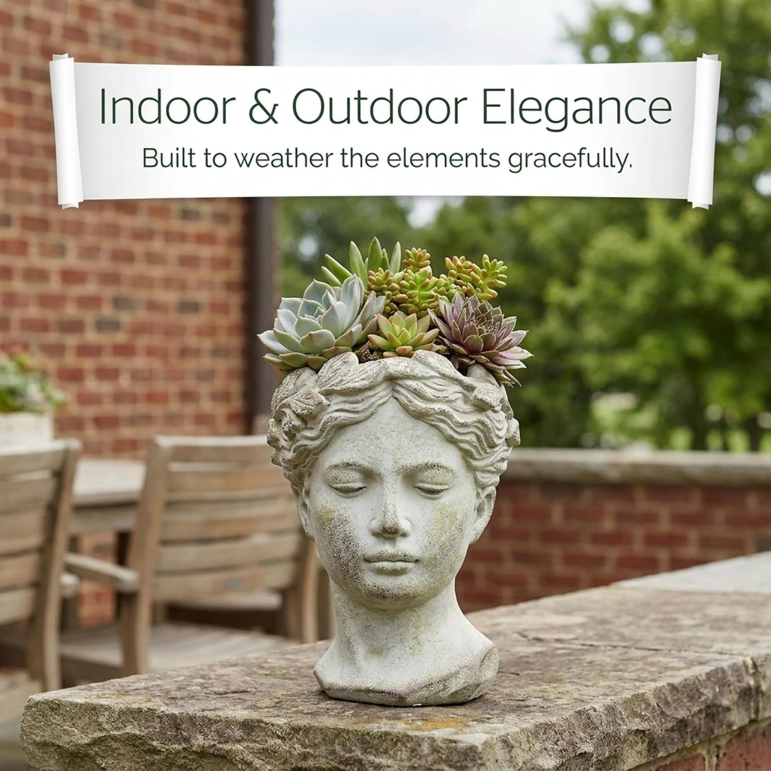Greek/Roman Style Female Statue Head Cement Planter (Style 1)