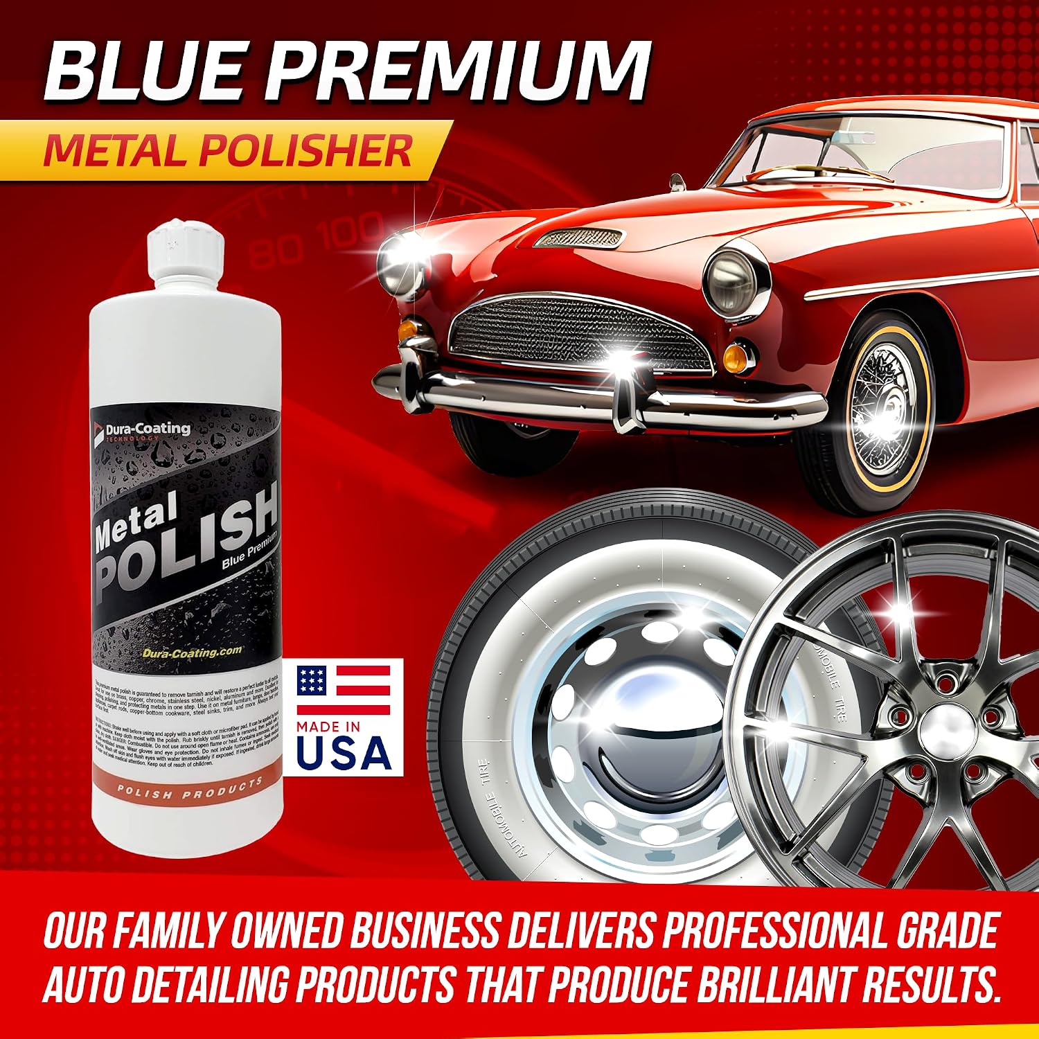 DURA-COATING TECHNOLOGY, Blue Premium Metal Polish - Perfect Brightener and Scratch Remover for Aluminum Wheels, Diamond Plate, Stainless Steel