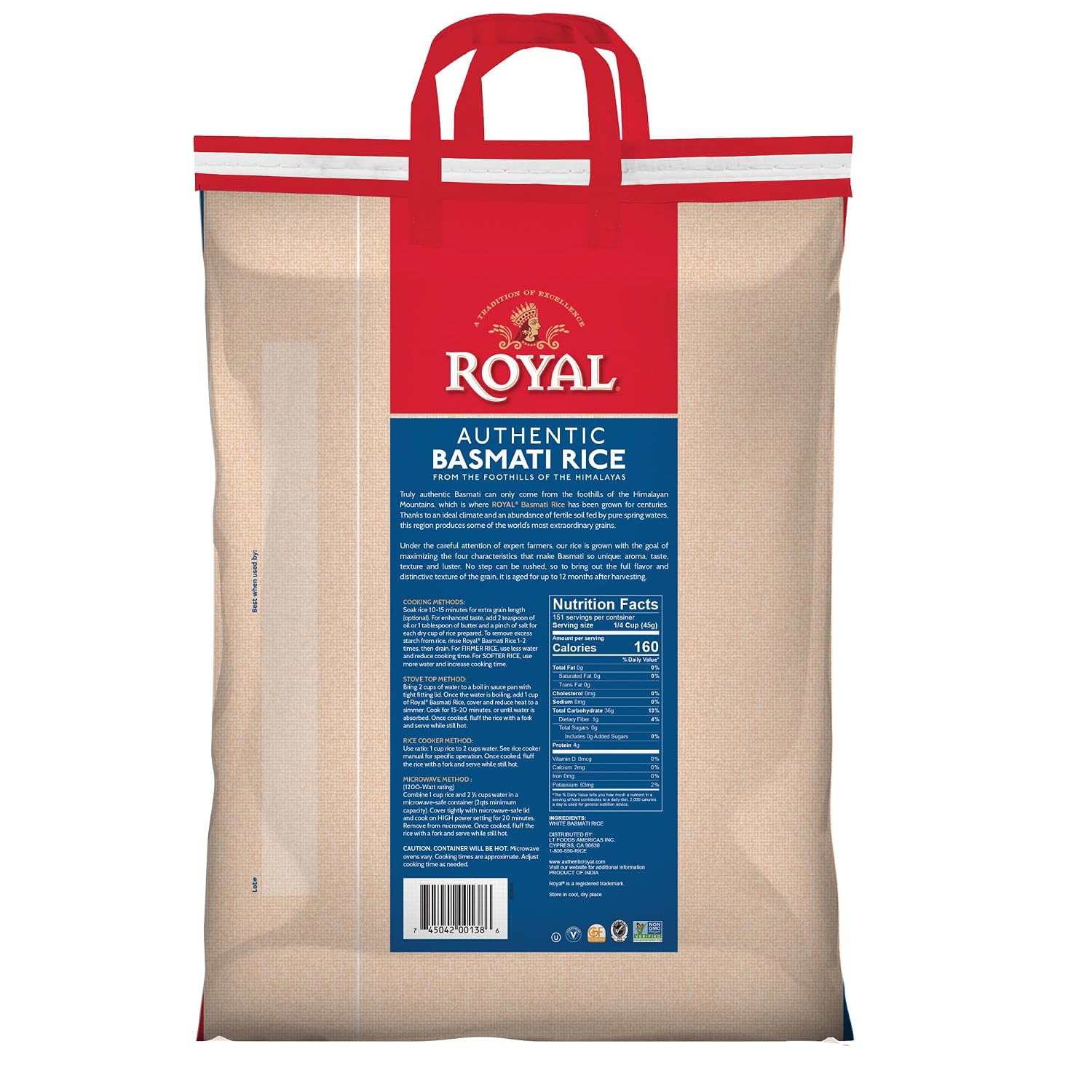 Authentic Royal - Naturally Aged Long Grain Indian White Basmati Rice - 20 Pound