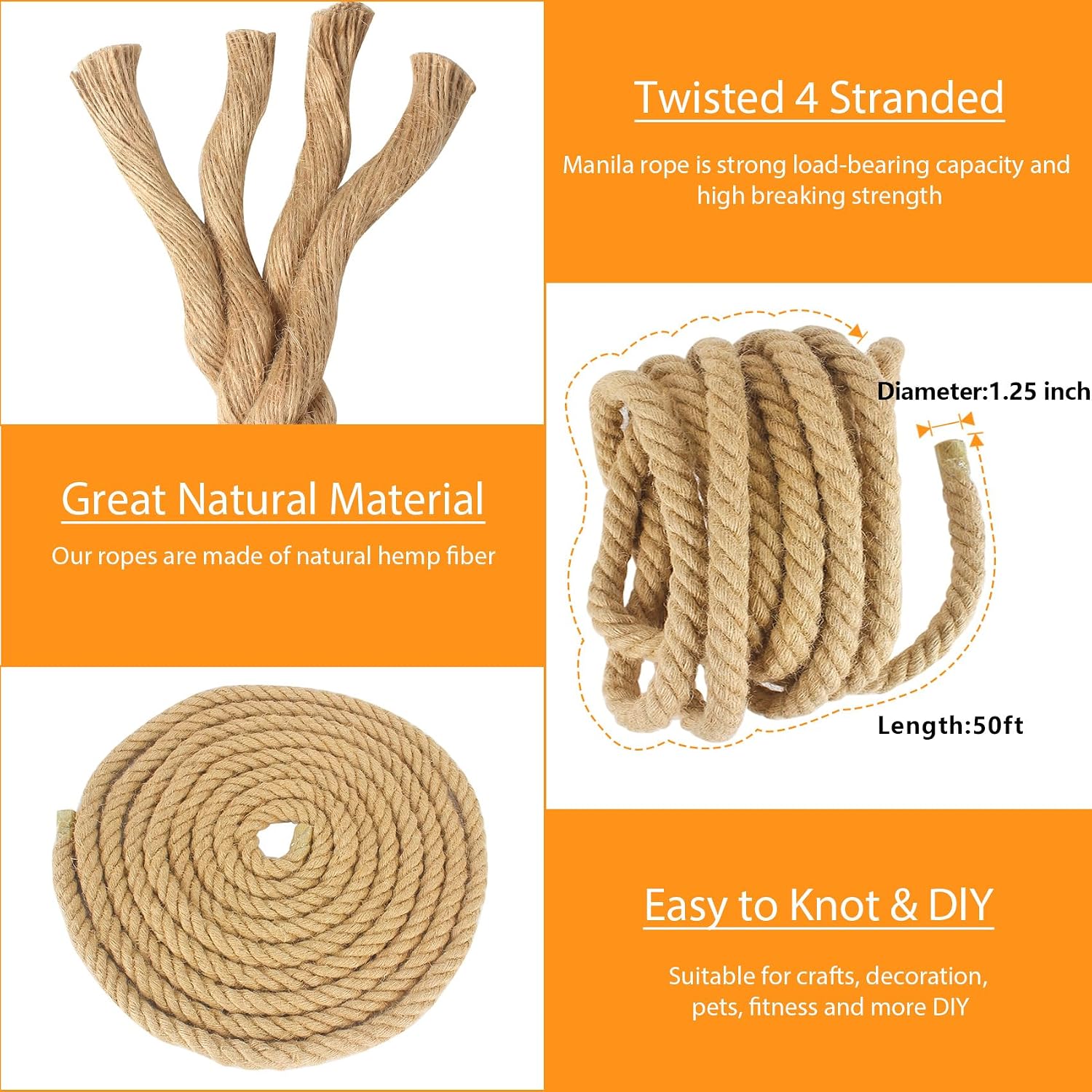 1" X 100' Treated Manila Rope Boat Docks Tree Farm Dock Deck