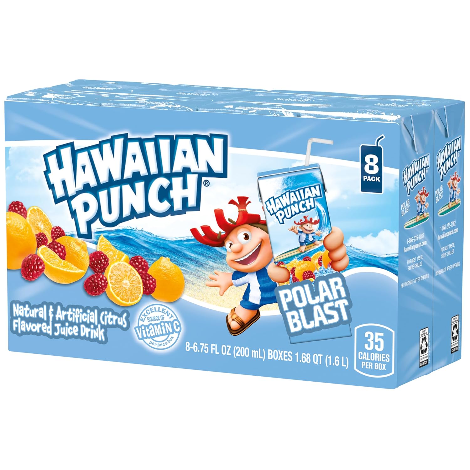Hawaiian Punch Polar Blast Fruit Juice Drink, 10 Fl Oz Bottles, 24 Count (4 Packs Of 6), Ready-to-drink, On-the-go, Caffeine-free, Carbonation-free, Gluten-free, Excellent Source Of Vitamin C