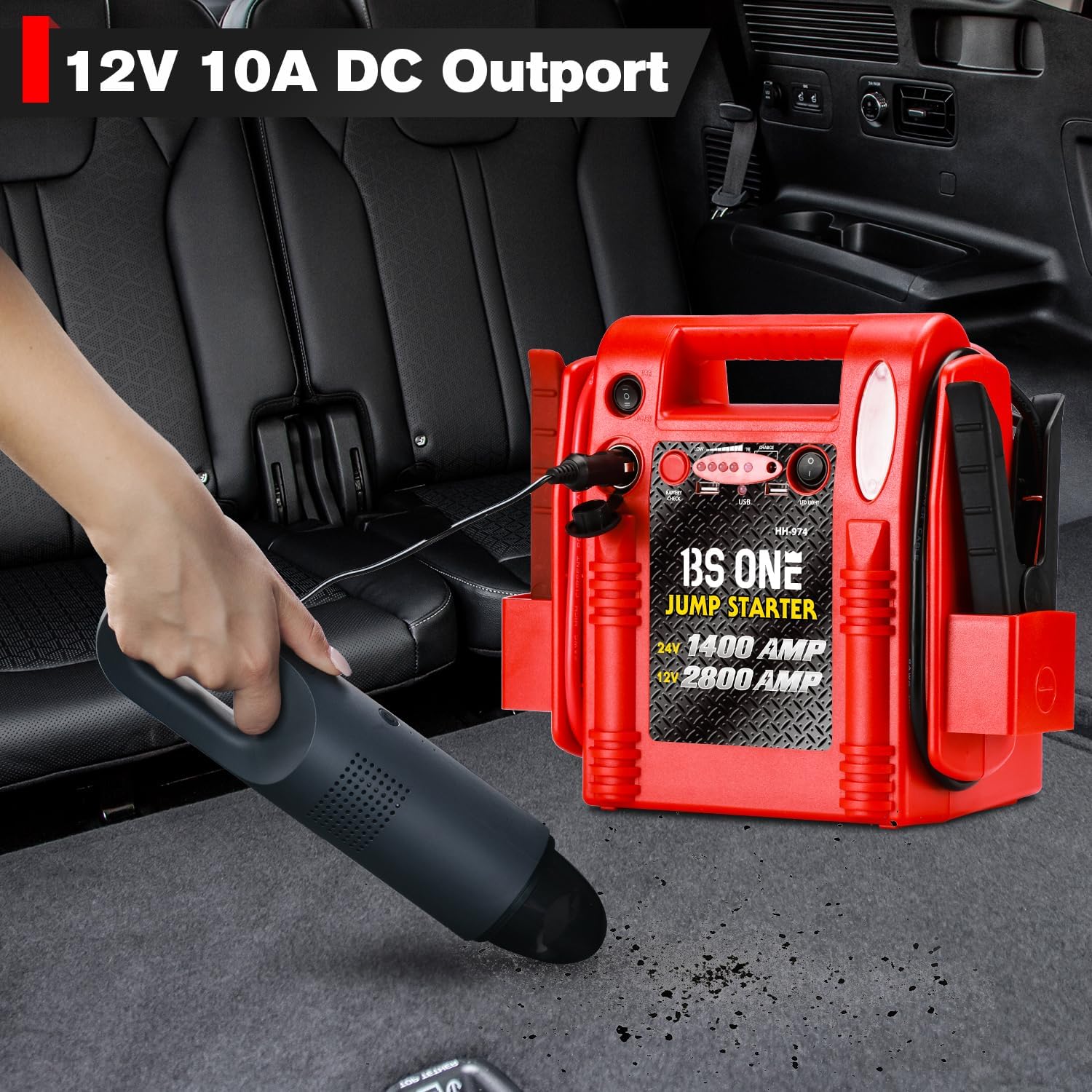 24V / 12V Jump Starter, Heavy Duty 1200/2400 Peak Amp Sealed Lead Acid Battery Jump Starter for Car Truck Tractor Excavator