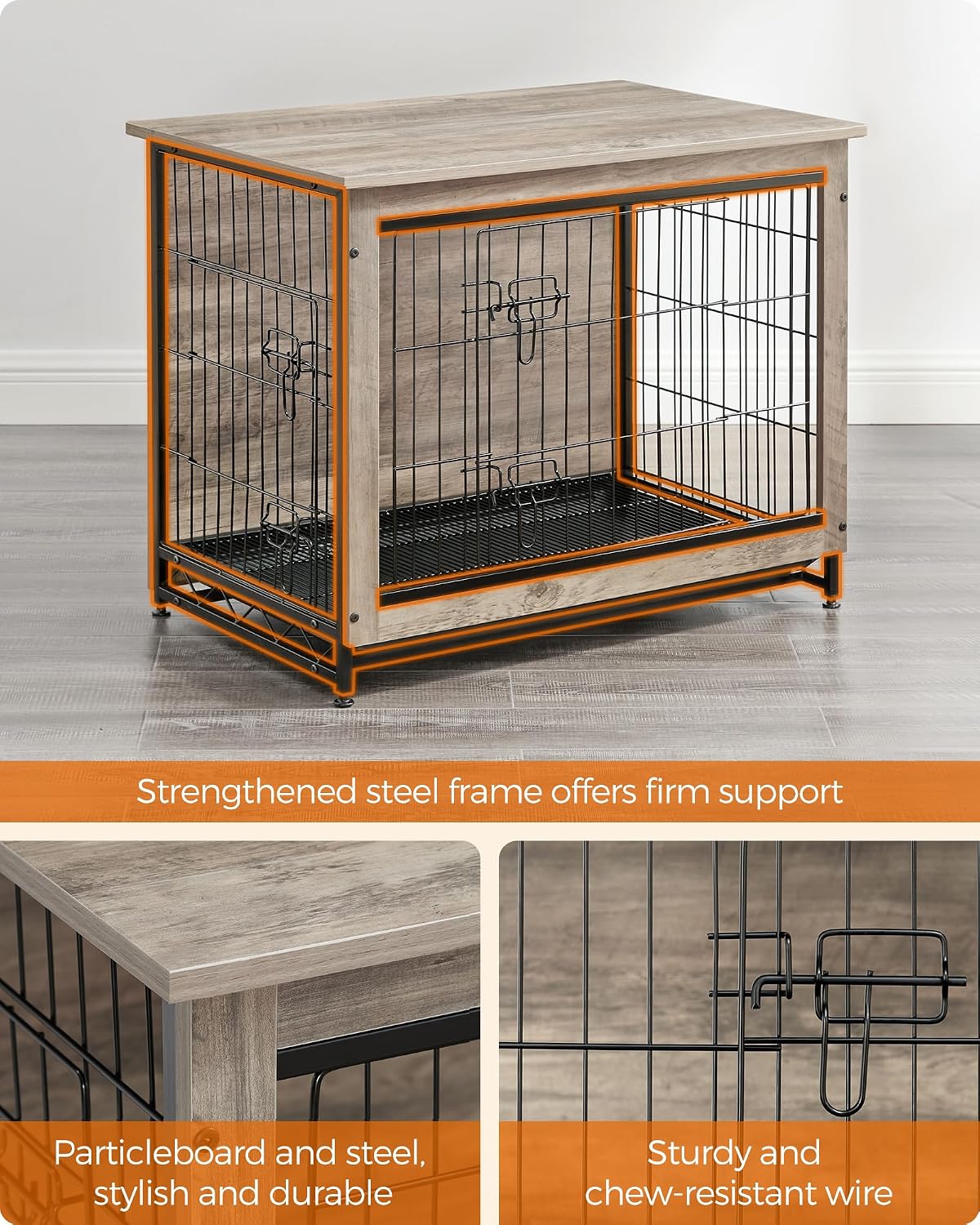 Feandrea 27.2" Dog Crate Furniture, Indoor Dog Kennel Side End Table