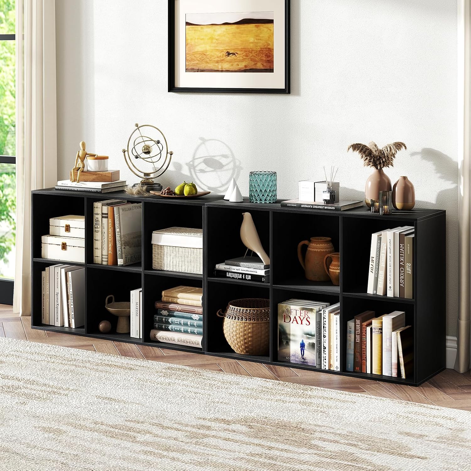 Giantex 8-Cube Bookcase, 3-Tier Cubby Bookshelf, Horizontal Vertical Display Rack with Anti-Tipping Kits, Modern Storage Organizer Shelf Unit for Bedroom, Living Room, Study (Natural, 8-Cube)