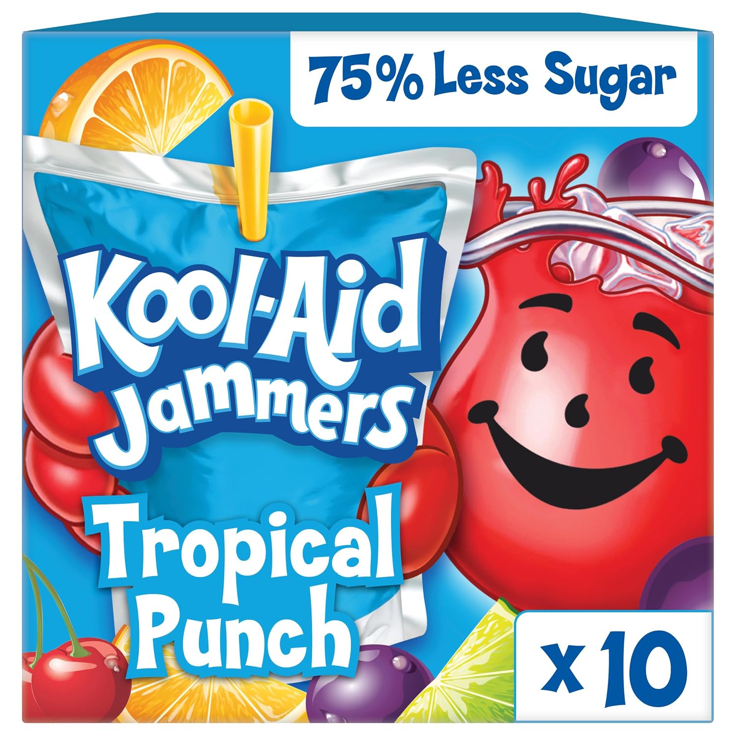 Kool-Aid Drink, 10 ct Box Tropical Punch Flavored, 6 fl oz Pouches | for Flavorful Hydration and Shareable Refreshment Good Source of Vitamin C, Caffeine Free Gluten Free