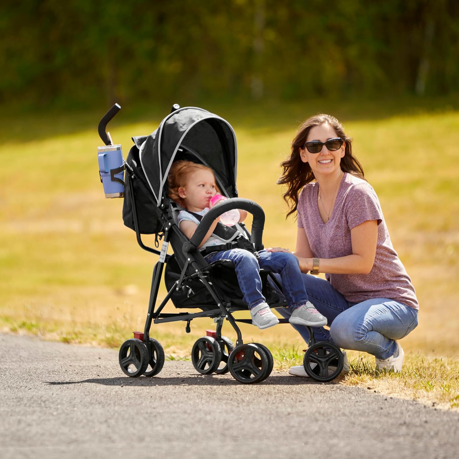 Dream On Me Vista Moonwalk Baby Stroller in Light Gray, Lightweight Infant Stroller with Compact Fold