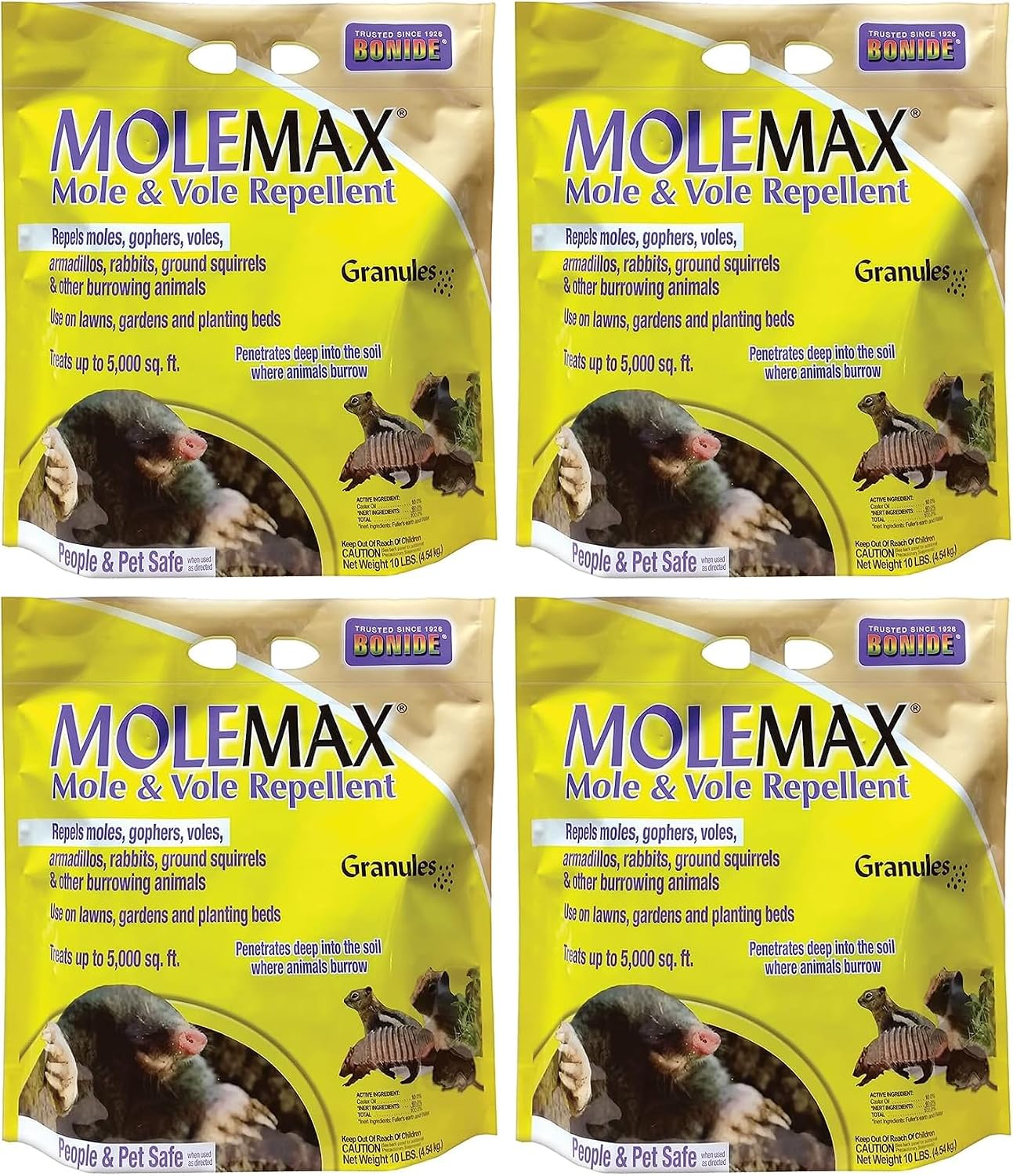 Bonide MOLEMAX Mole & Vole Repellent Granules, 5 lbs. Ready-to-Use, Outdoor Lawn & Garden Mole Control, People & Pet Safe