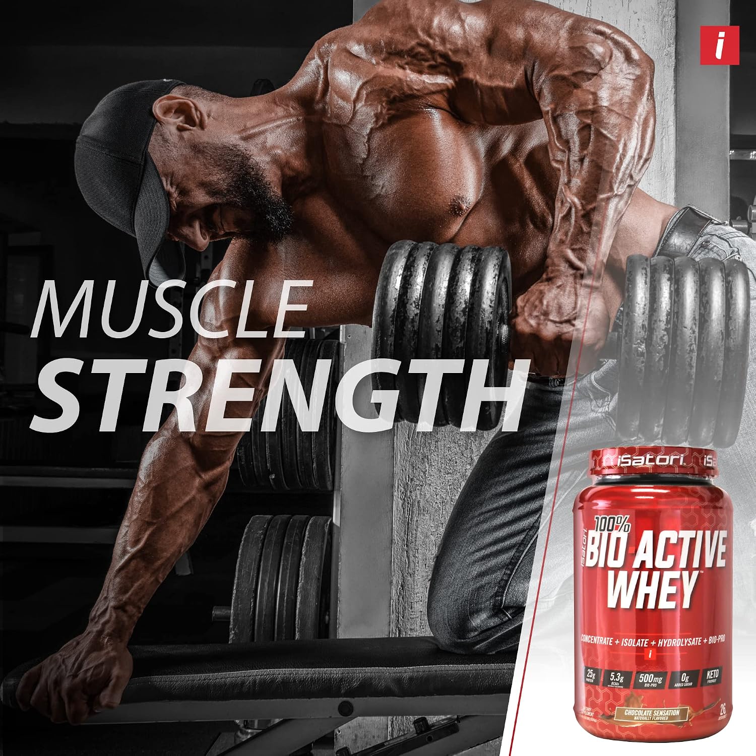 iSatori 100% Bio-Active Whey Protein Chocolate Flavor - 26 Servings | Whey Isolate, Hydrolysate, Concentrate, BCAAs, Colostrum Peptides, 25g Protein Per Serving, Muscle Growth and Recovery