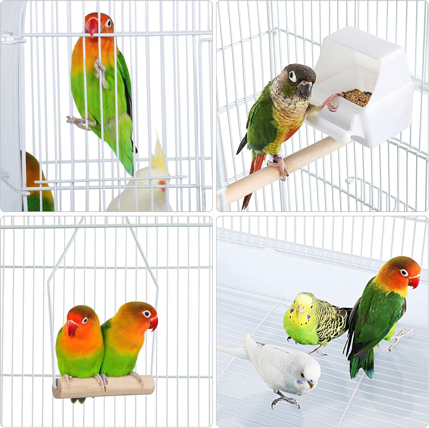 Yaheetech 64'' Open Top Bird Cage for Parakeets & Cockatiels, Black | Detachable Rolling Stand, Easy-clean Slide Tray, Multi-door Access, 3/8" Bar Spacing, Indoor/Outdoor Use