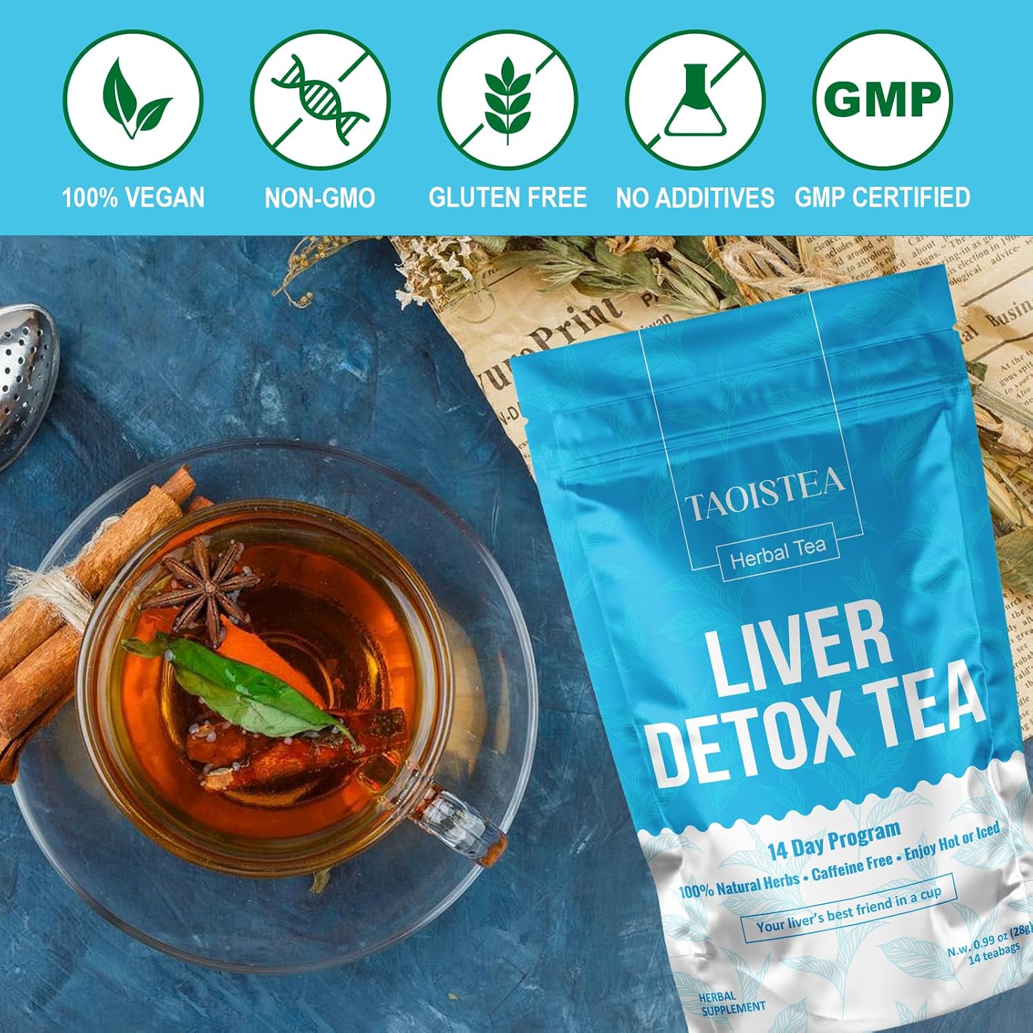 TAOISTEA 14 Day Detox Tea for Weight Loss, Body Cleanse, Metabolism Boost - Morning Boost and Night Cleanse Teas