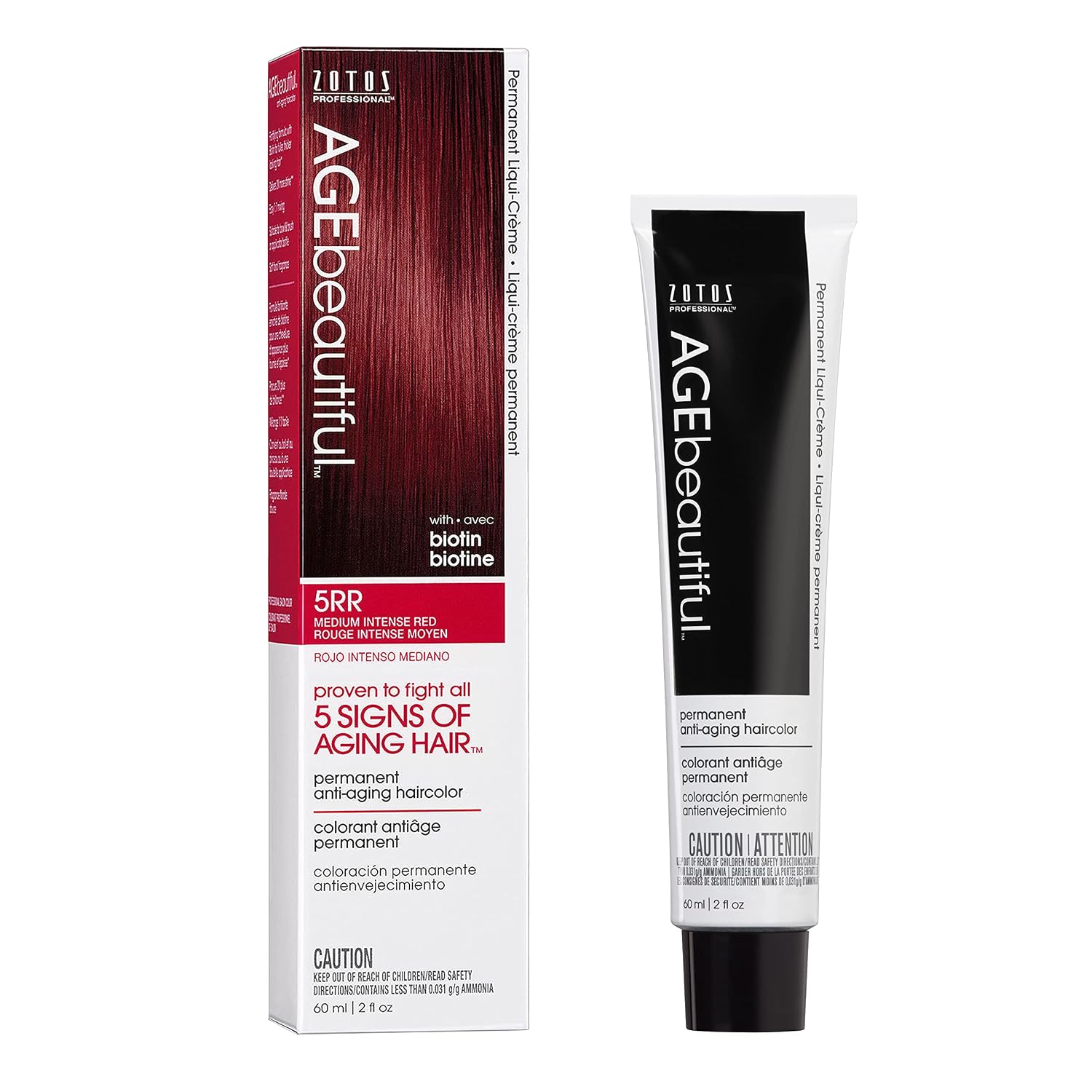 AGE beautiful Permanent Hair Color Cream, 100% Gray Coverage Hair Dye with Biotin Anti-Aging Formula for Fuller, Thicker Hair, Professional Salon Quality