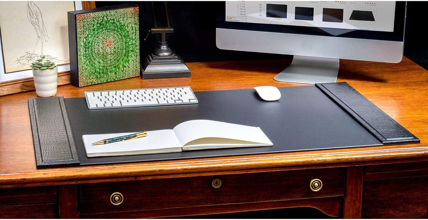 Dacasso Black Crocodile Embossed Leather Desk Set, 7-Piece D2204