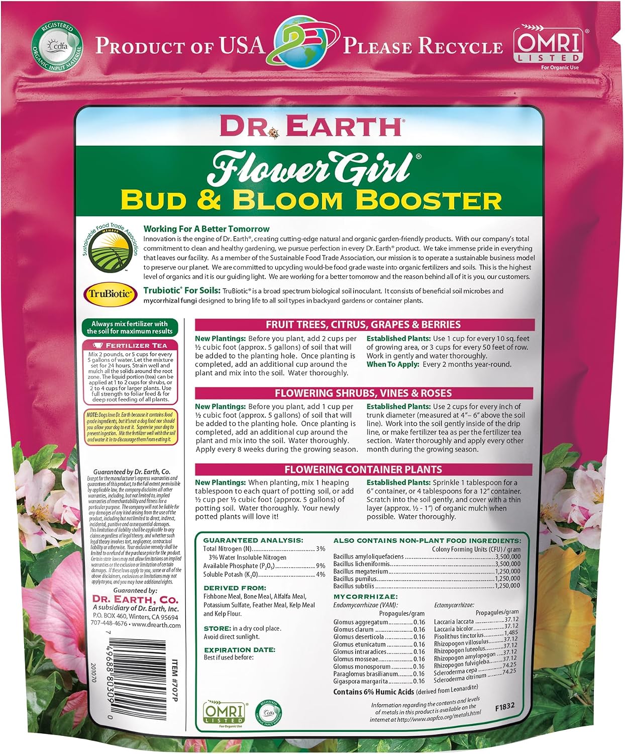 DR EARTH 707P Organic 8 Bud and Bloom Fertilizer in Poly Bag, 4-Pound, Multicolor