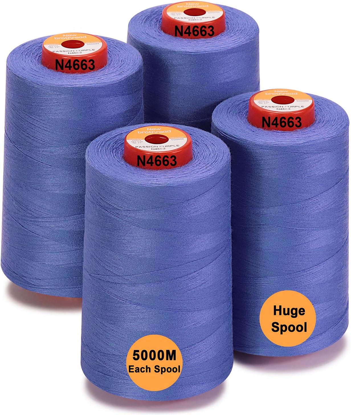 New brothread 4 Large Cones All Purpose Polyester Thread -Cream