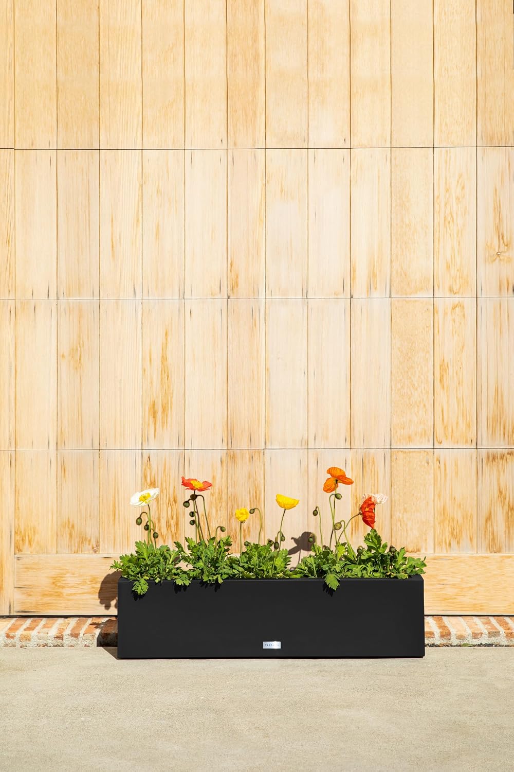 Veradek Block Series Trough Planter - Rectangular Outdoor Window Box | Made From Durable Plastic With Double-Walled Construction. Modern Patio/Tabletop Décor for Plants and Flowers