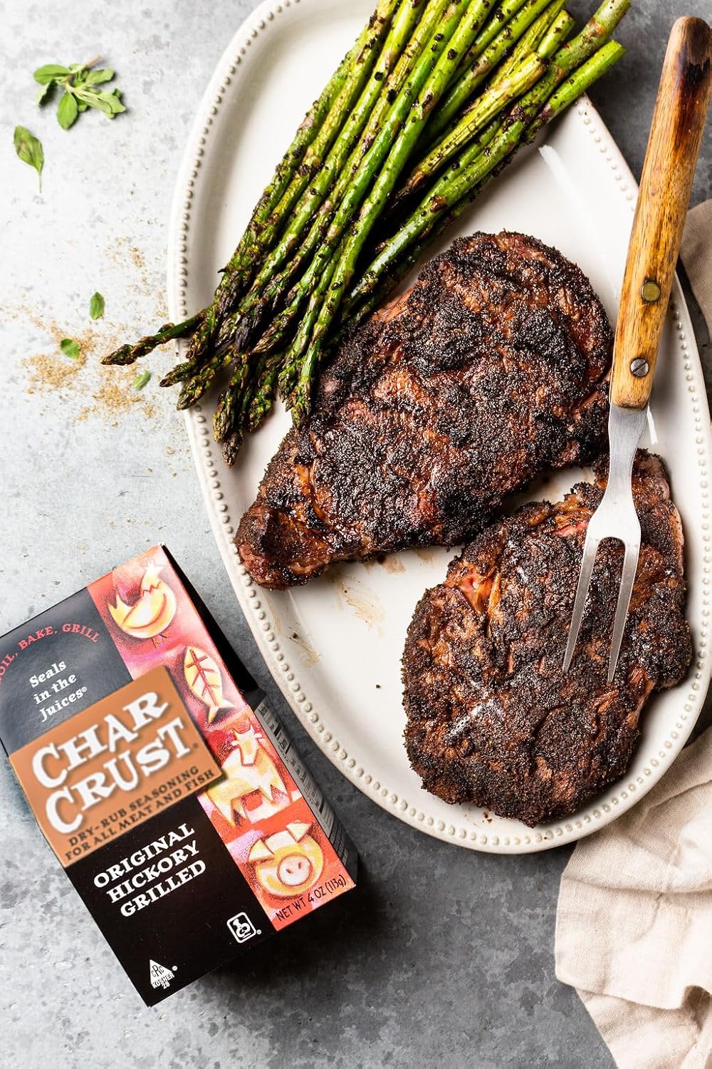 Char Crust Dry-Rub Seasonings Original Hickory Grilled | All-in-one seasonings | Perfect for Steaks, Burgers, Ribs, Tuna | Signature Crust that Seals in the Juices, 4 Ounce (Pack of 6)