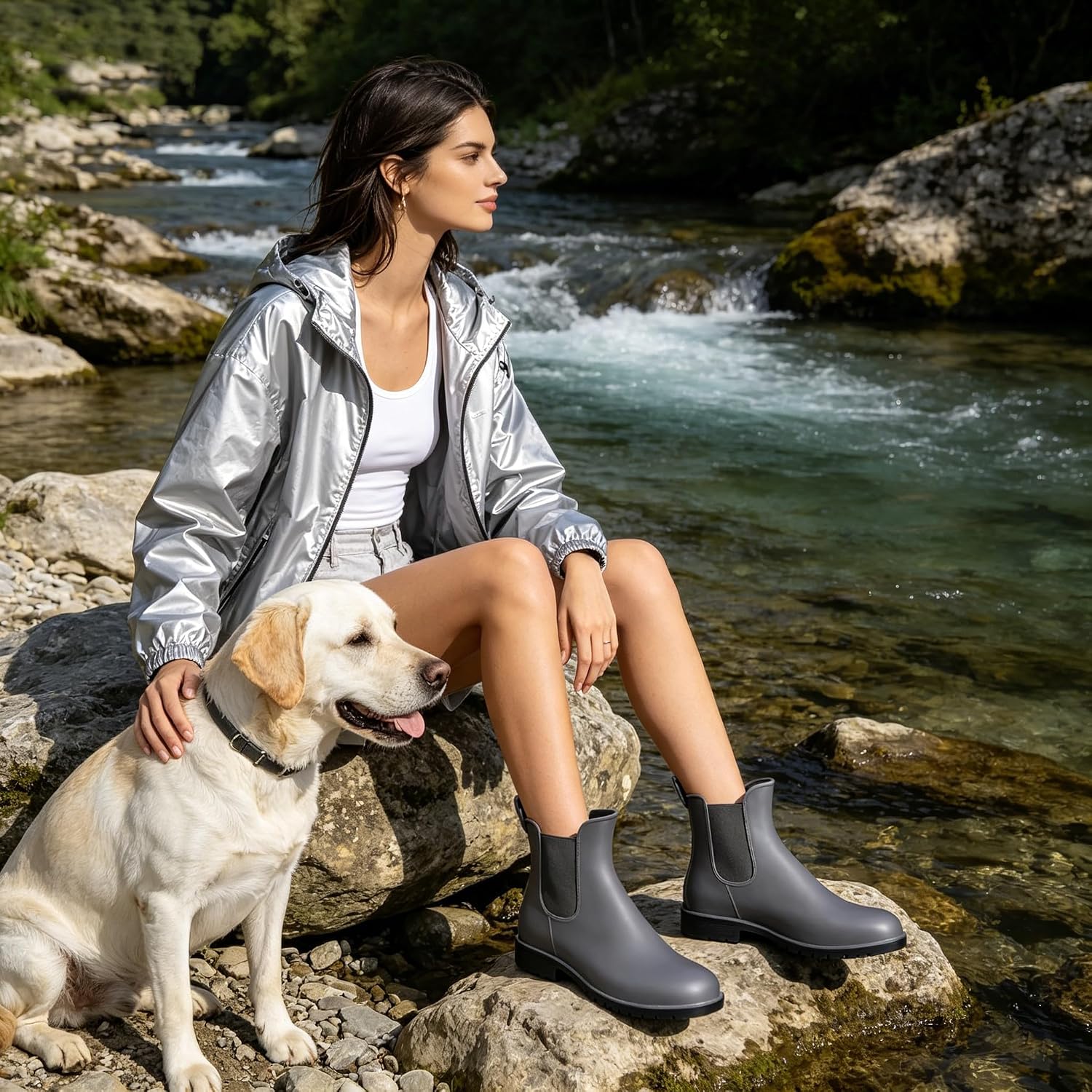 Asgard Women's Ankle Rain Boots Waterproof Chelsea Boots