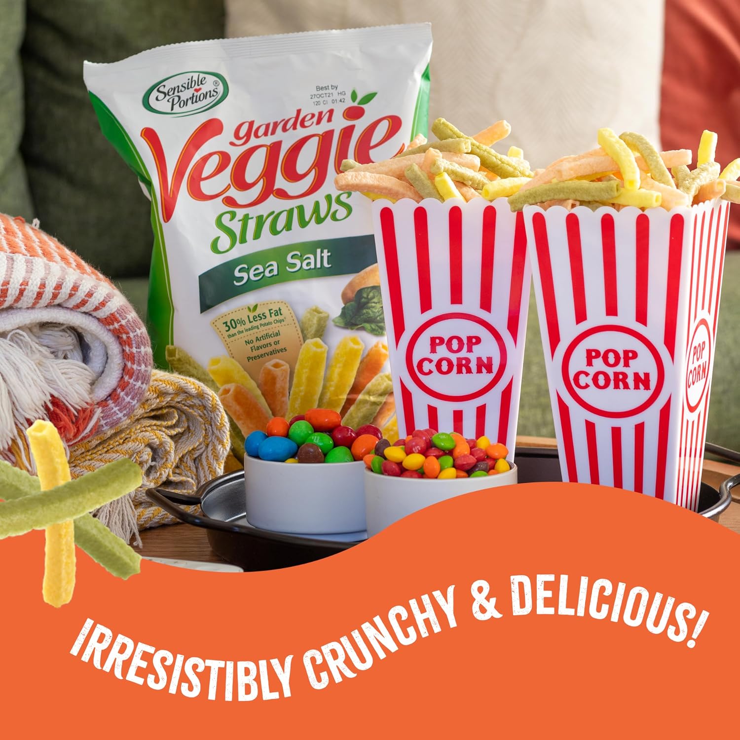 Sensible Portions Garden Veggie Snacks - Veggie Straws, Gluten Free, Snack Size Sea Salt, 1 Oz (Pack of 24)