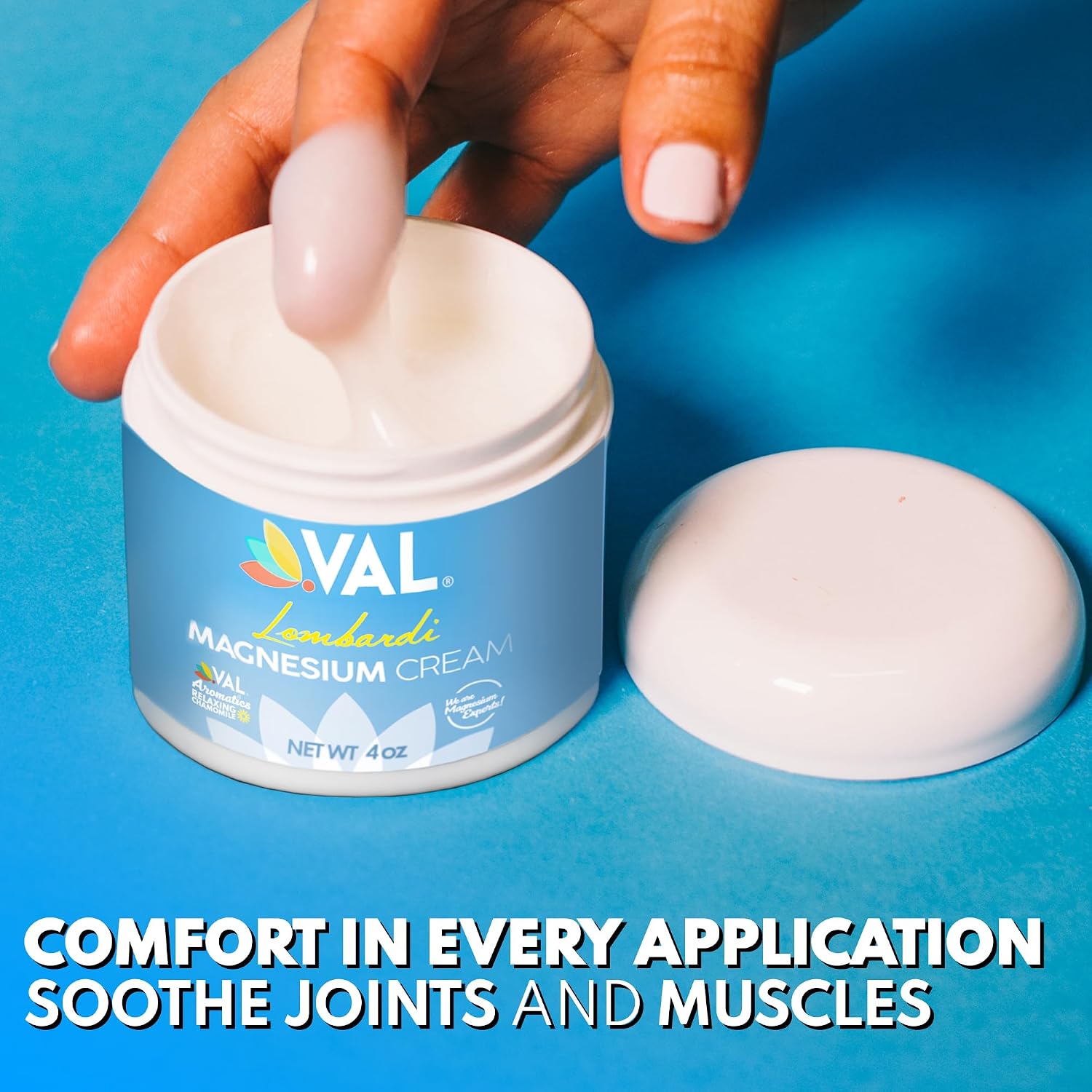 VAL Lombardi Magnesium Lotion, Nighttime Zechstein Magnesium Chloride Cream, Hydrating, Fast-Absorbing, Topical Magnesium for Feet, Legs, Arms, Chest - 4 Ounce (Pack of 1)