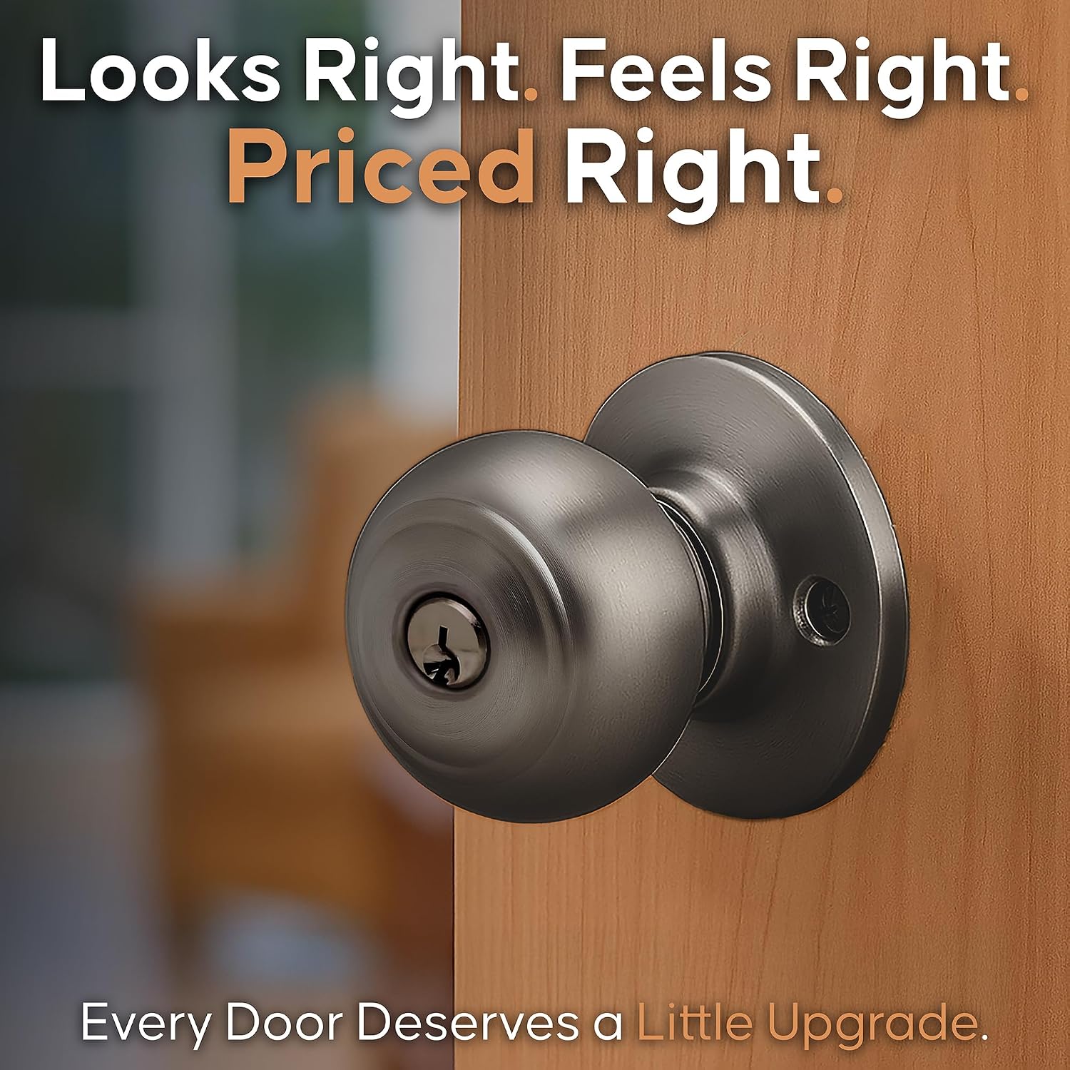 Copper Creek Colonial Privacy Interior Door Knob – ANSI Grade-3 Certified, Modern Heavy Duty Handle, Easy Install and Reversible for Bedroom, Bathroom and Closets – Satin Stainless (1 Pack)