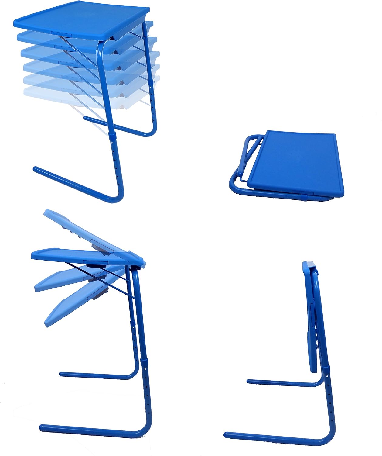 Portable Foldable TV Tray Table - Laptop, Eating, Drawing Tray Table Stand with Adjustable Tray with Sliding Adjustable Cup Holder - 5StarSuperDeals - (Black)