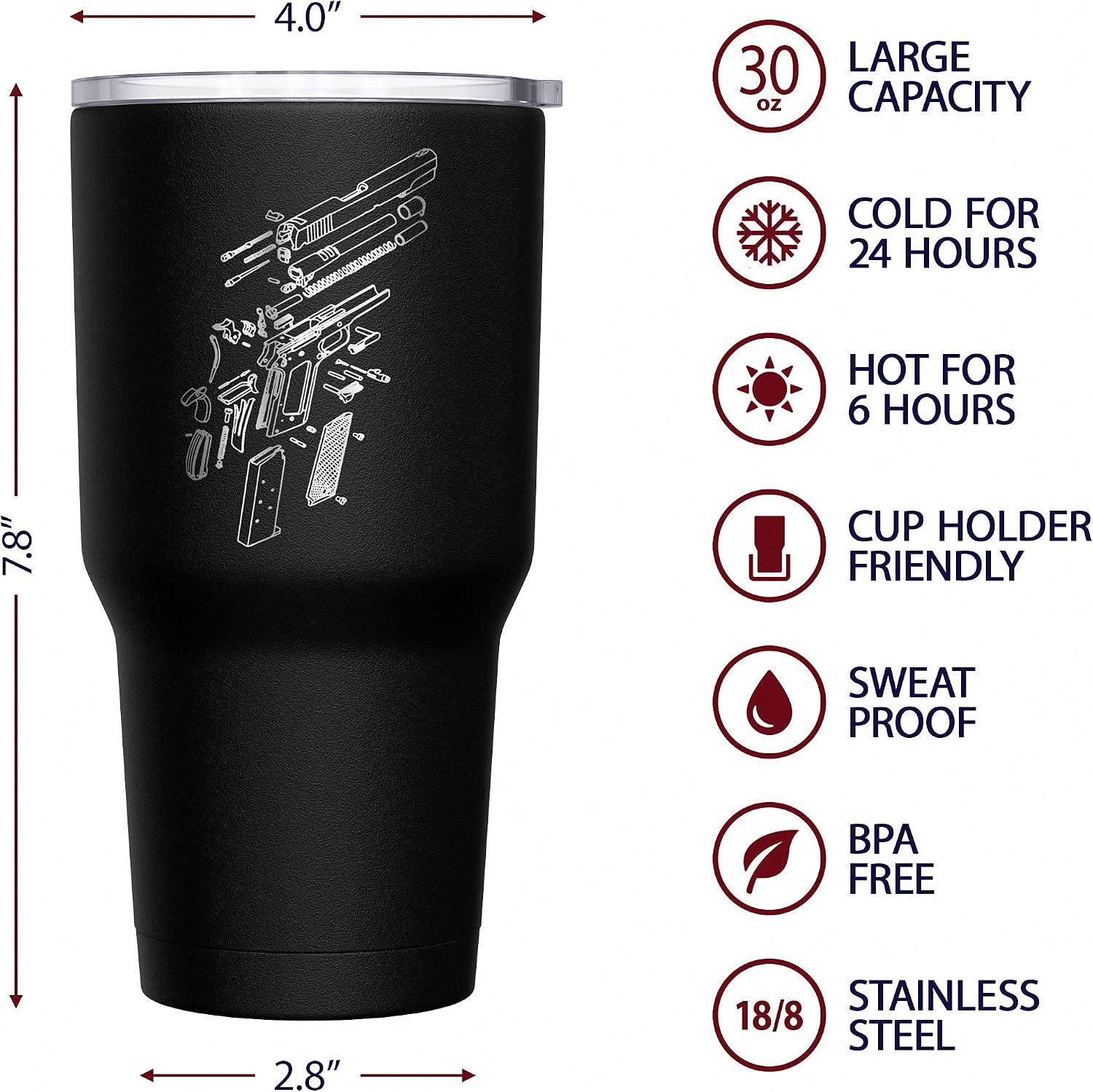 We The People Holsters - 1776 Betsy Ross Flag - Betsy Ross Mug - American Flag Coffee Travel Mug - American Flag Tumbler - Double Insulated Tumbler - 30 oz