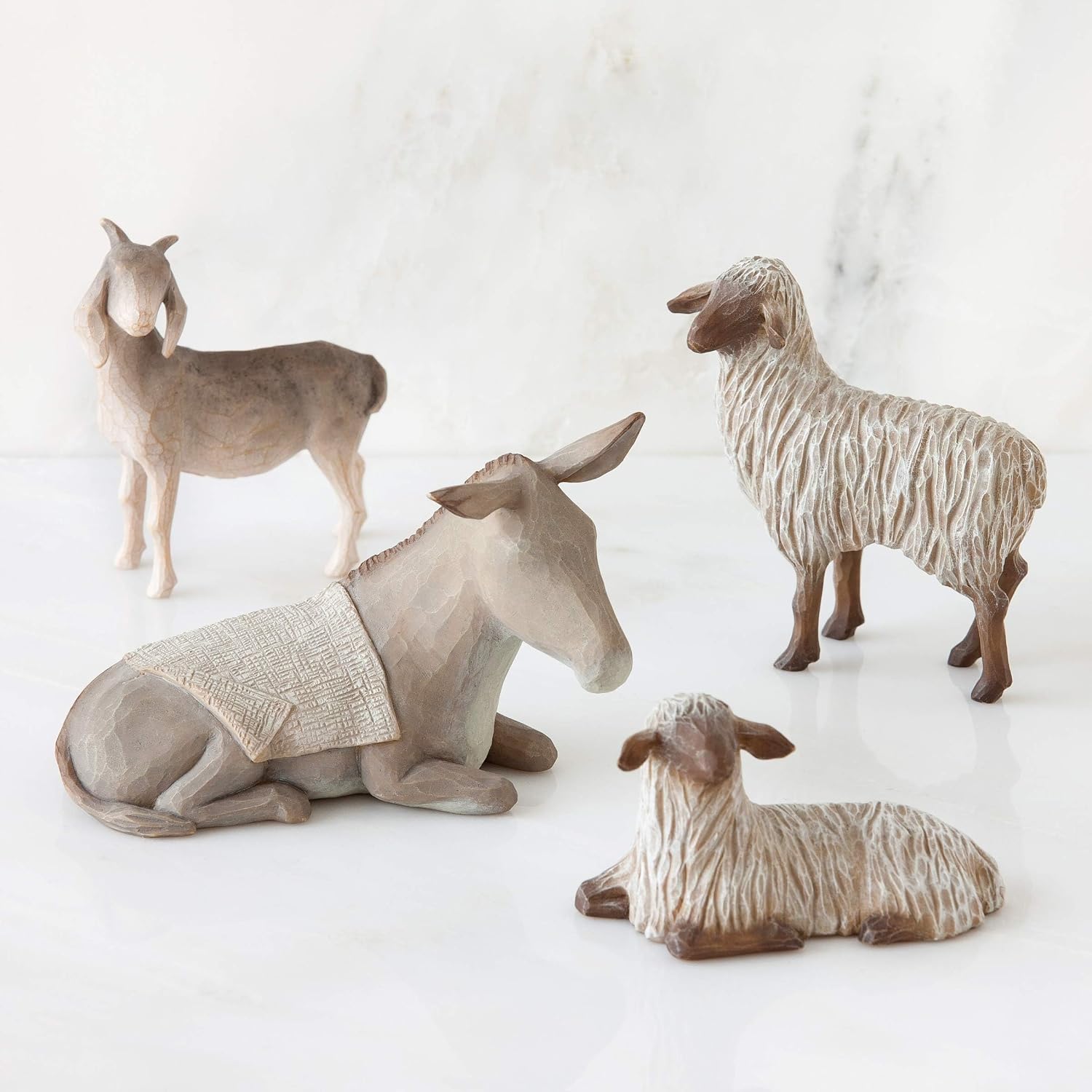 Willow Tree Sheltering Animals for the Holy Family, 4 Piece Nativity Set | Designed by Artist Susan Lordi, Build the Nativity Scene