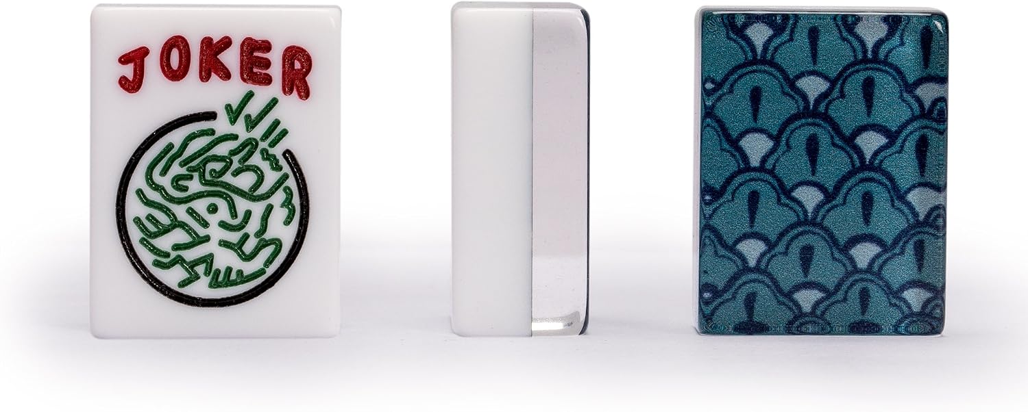 Yellow Mountain Imports American Mahjong Set, Chinoise with Soft Leatherette Case - Racks with Pushers, Scoring Coins, Dice, and Wind Indicator