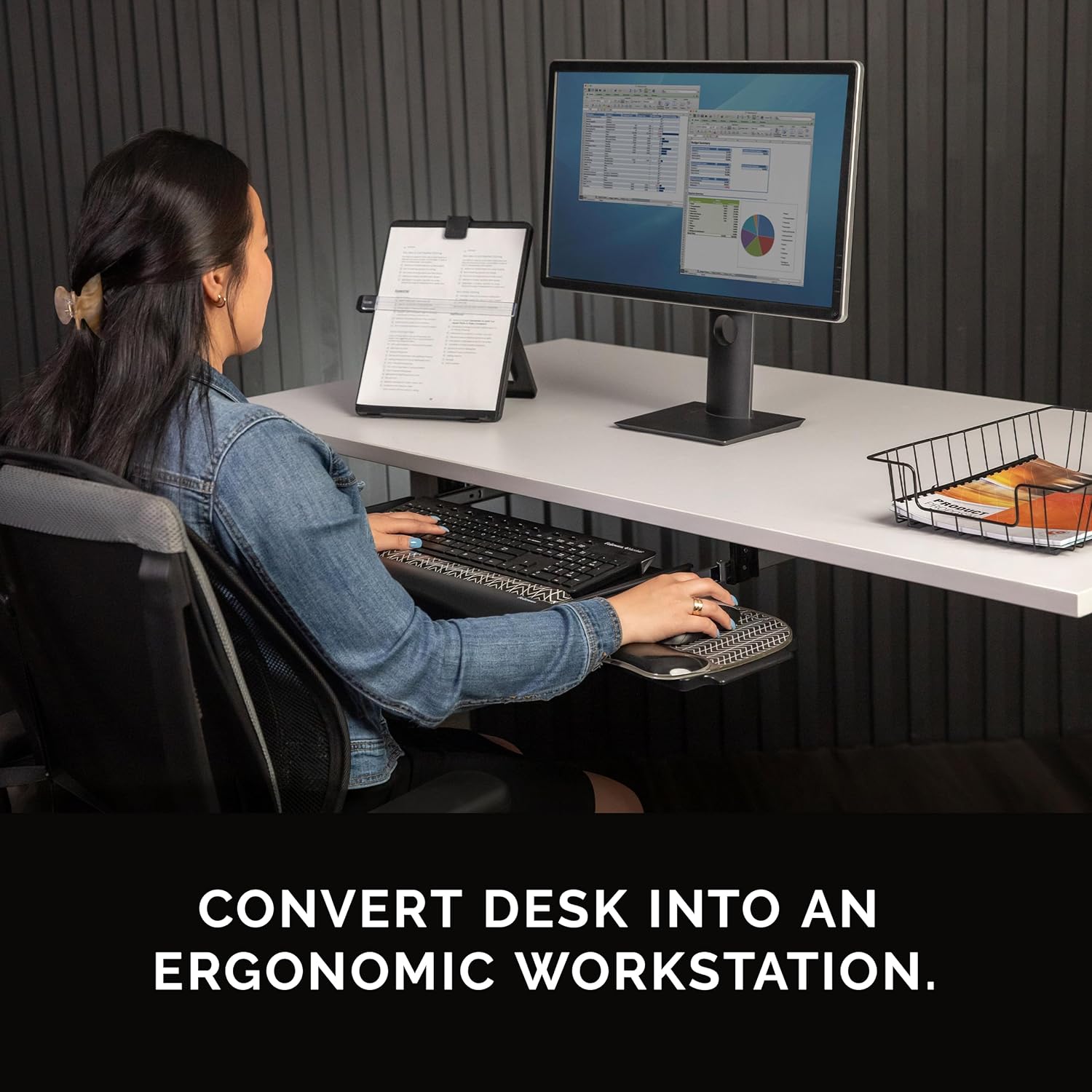 Fellowes Office Suites Underdesk Keyboard Drawer, Black/Silver (9140305)