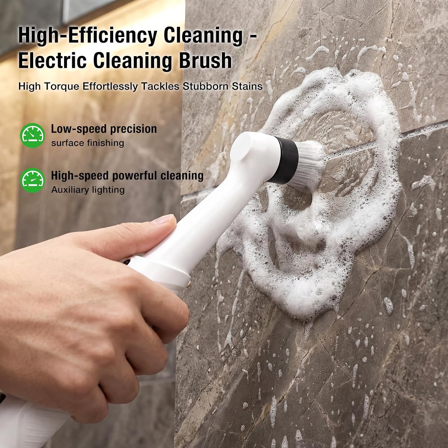 Electric Grout Cleaner, Electric Spin Scrubber, 5 Magnetic Heads | Rechargeable Waterproof Power Scrubber for Tile Grout, Bathroom, Kitchen