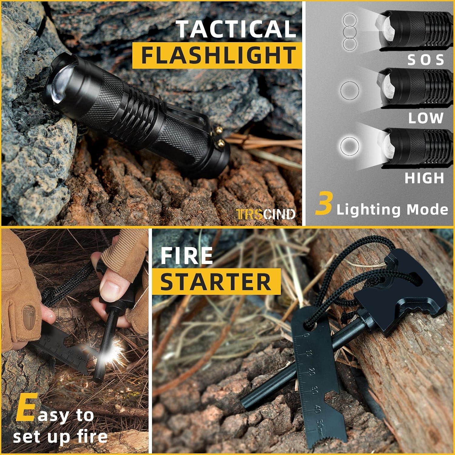 Survival Kit 14 in 1, Gifts for Men Dad Husband, Emergency Survival Gear and Equipment, Anniversary Birthday Gifts for Him Boyfriend, Hunting Fishing Camping Accessories
