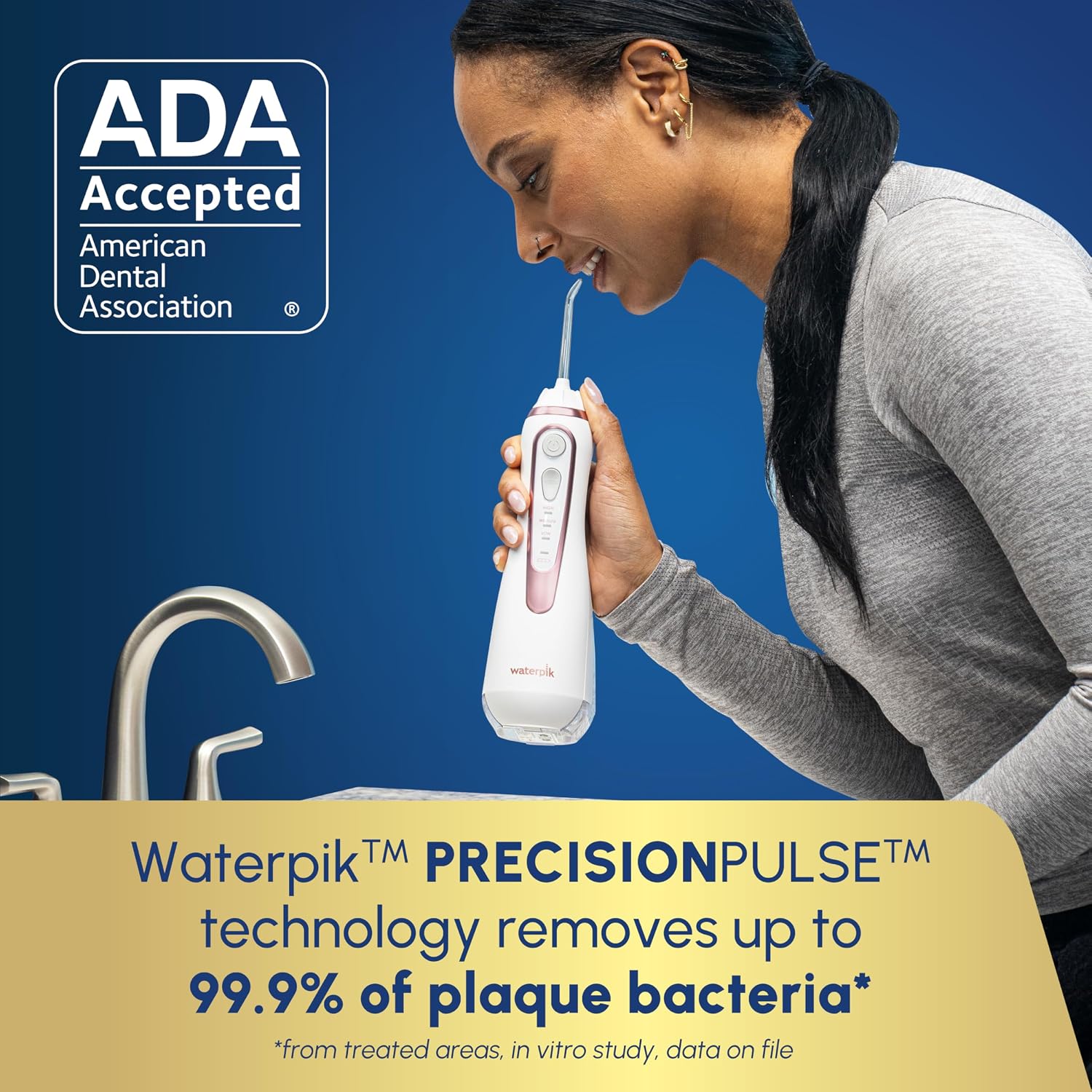 Waterpik Cordless Advanced Portable Water Flosser, Rechargeable, Black | 3 Settings, 4 Tips, Travel Bag, for Gums, Teeth, Dental Braces, Implants, Shower Use ADA Accepted WP-582 Packaging May Vary