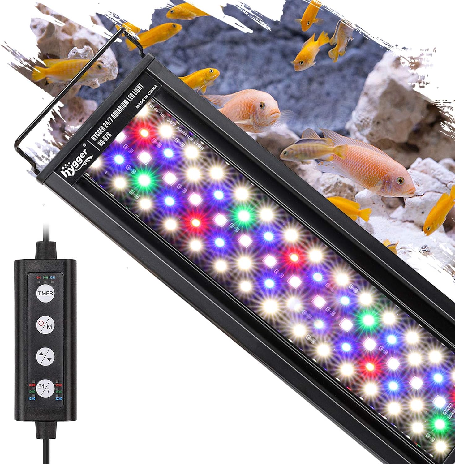hygger 18W 24/7 Lighting Aquarium LED Light, Sunrise-Daylight-Moonlight Mode and DIY Mode