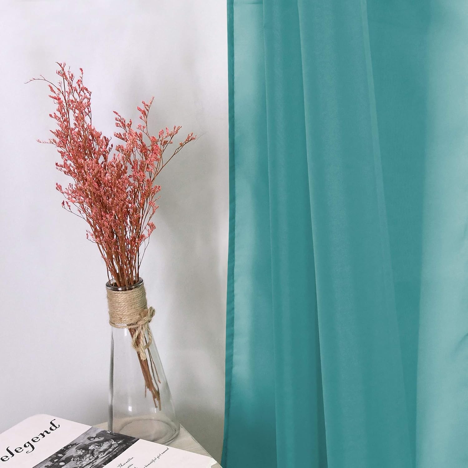 HUTO Light Pink Sheer Window Scarf Valances for Girls Room Sheer Soft Voile Curtain Scarves for Wedding Party 216 Extra Long