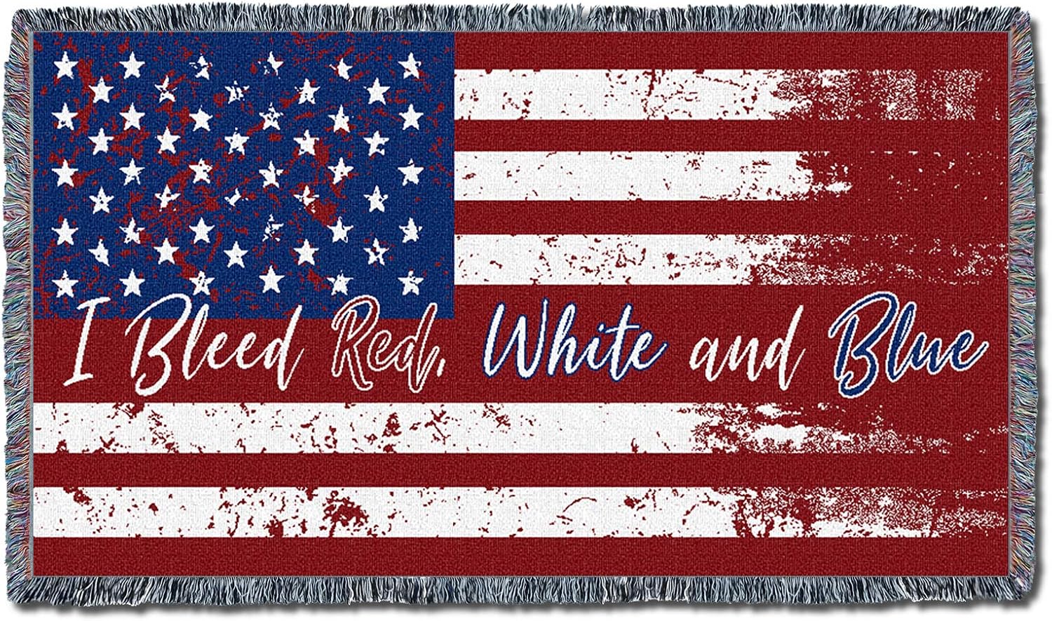 United States American Flag Blanket - Gift Soft Tapestry Throw Woven from Cotton - Made in The USA (69x48)